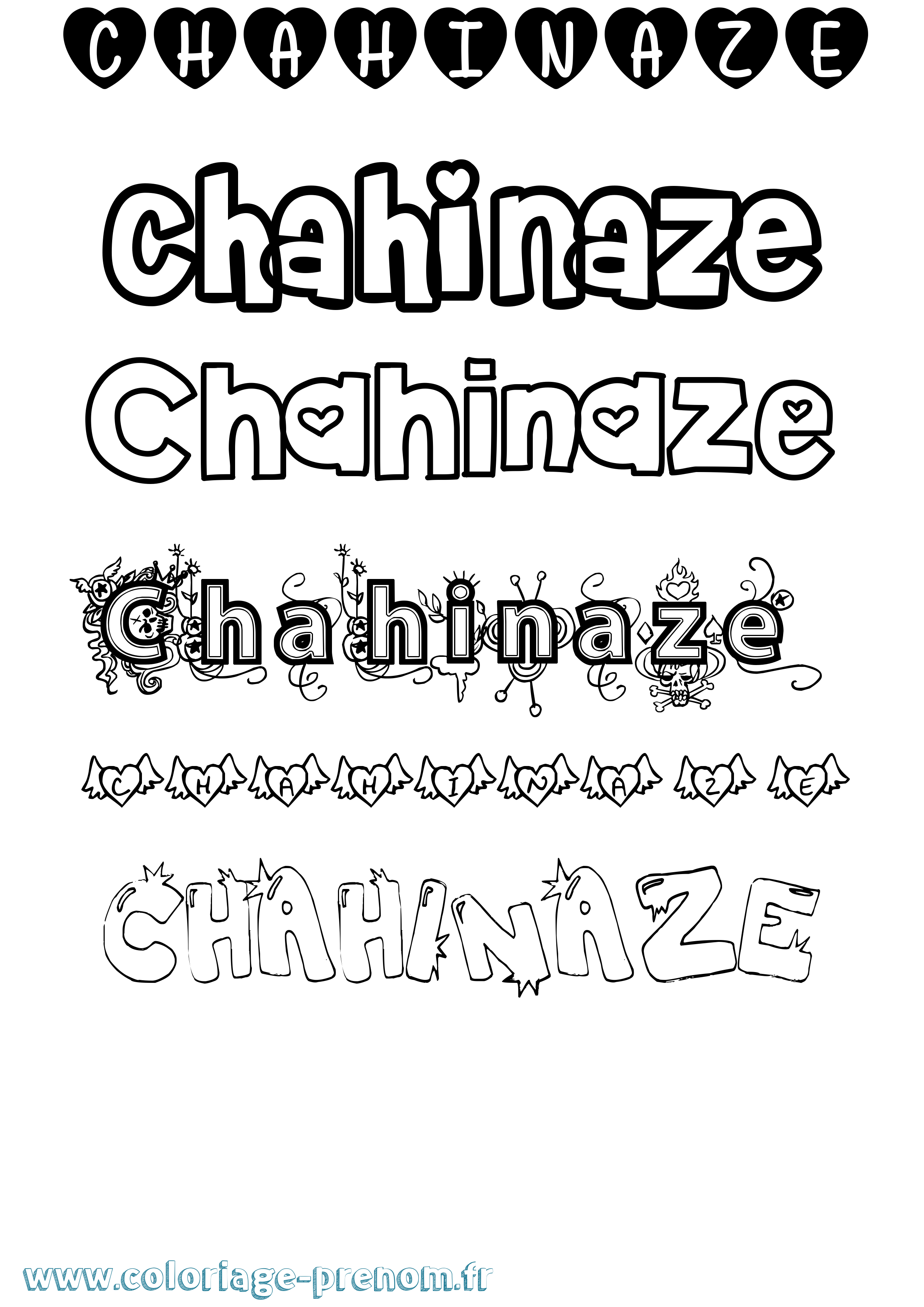 Coloriage Chahinaze Girly Coloriage prénom Chahinaze Girly
