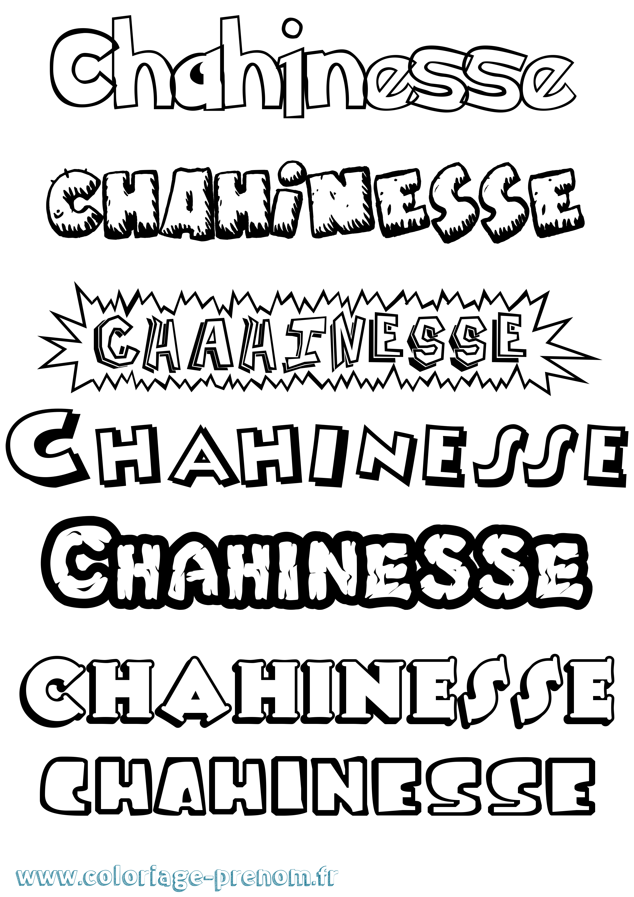 Coloriage Chahinesse Dessin Animé Coloriage prénom Chahinesse Dessin Animé