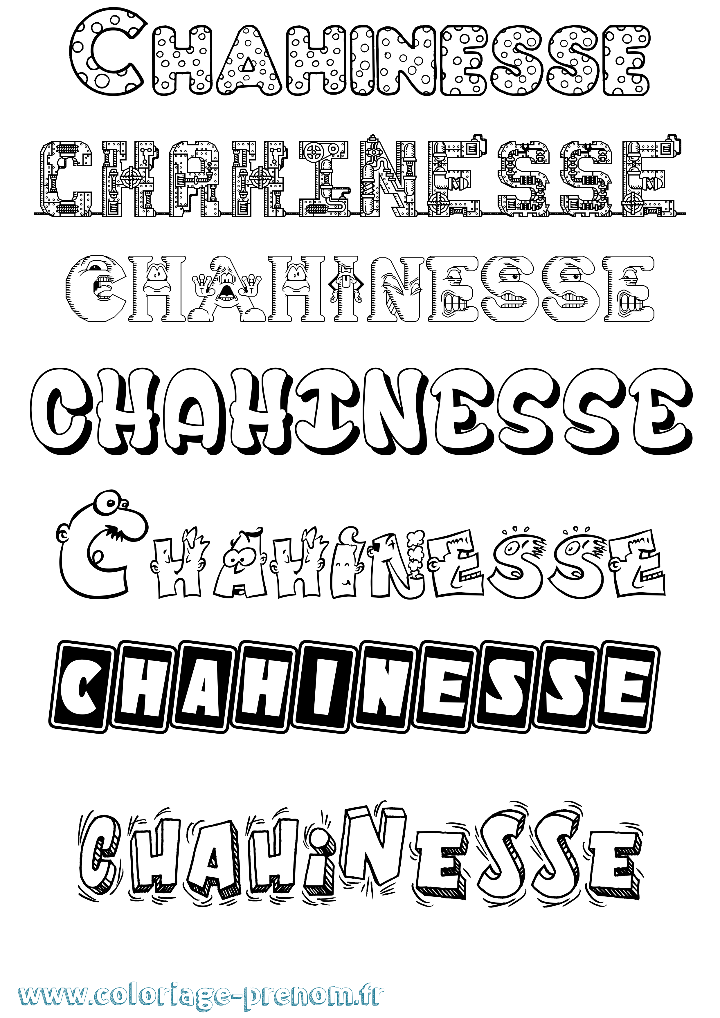 Coloriage Chahinesse Fun Coloriage prénom Chahinesse Fun