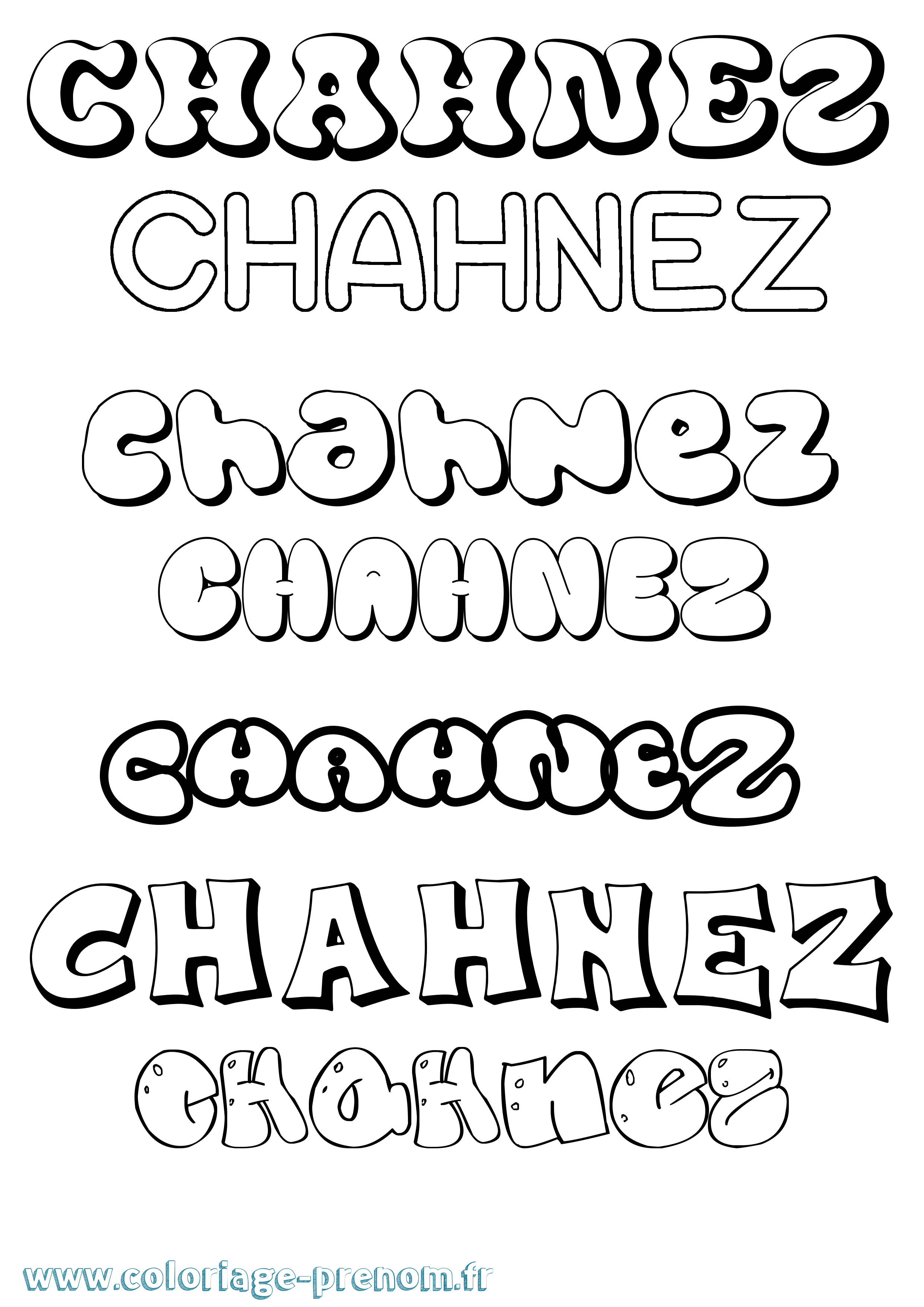 Coloriage Chahnez Bubble Coloriage prénom Chahnez Bubble
