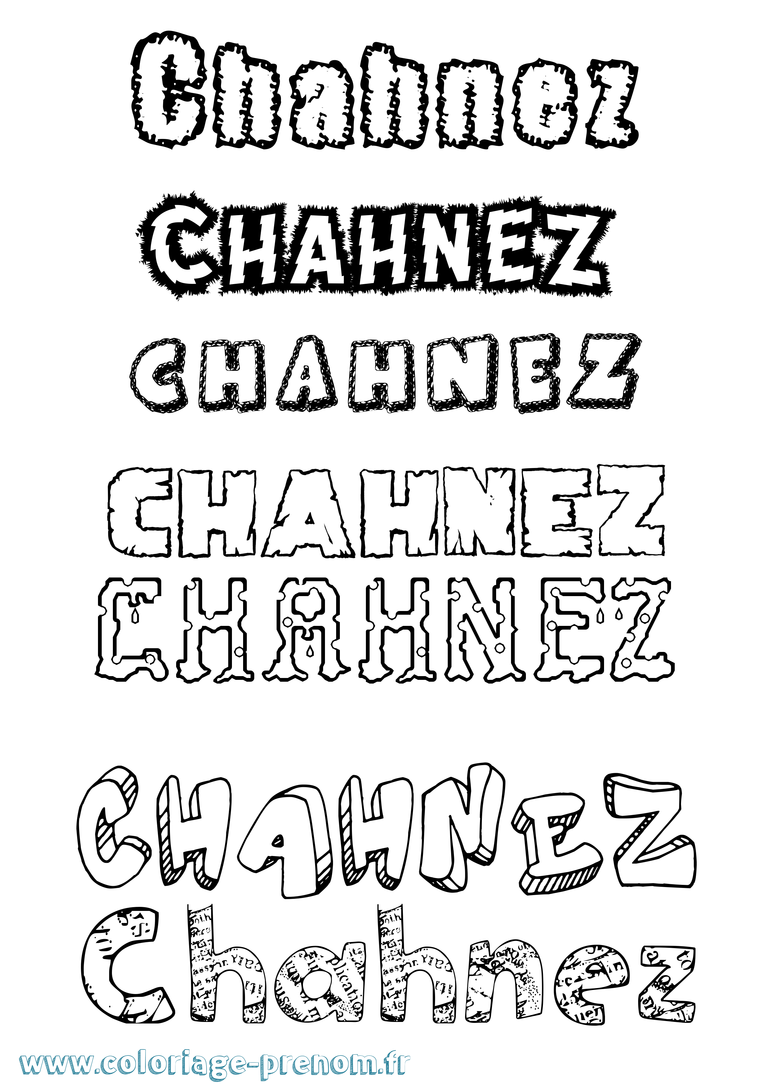 Coloriage Chahnez Destructuré Coloriage prénom Chahnez Destructuré