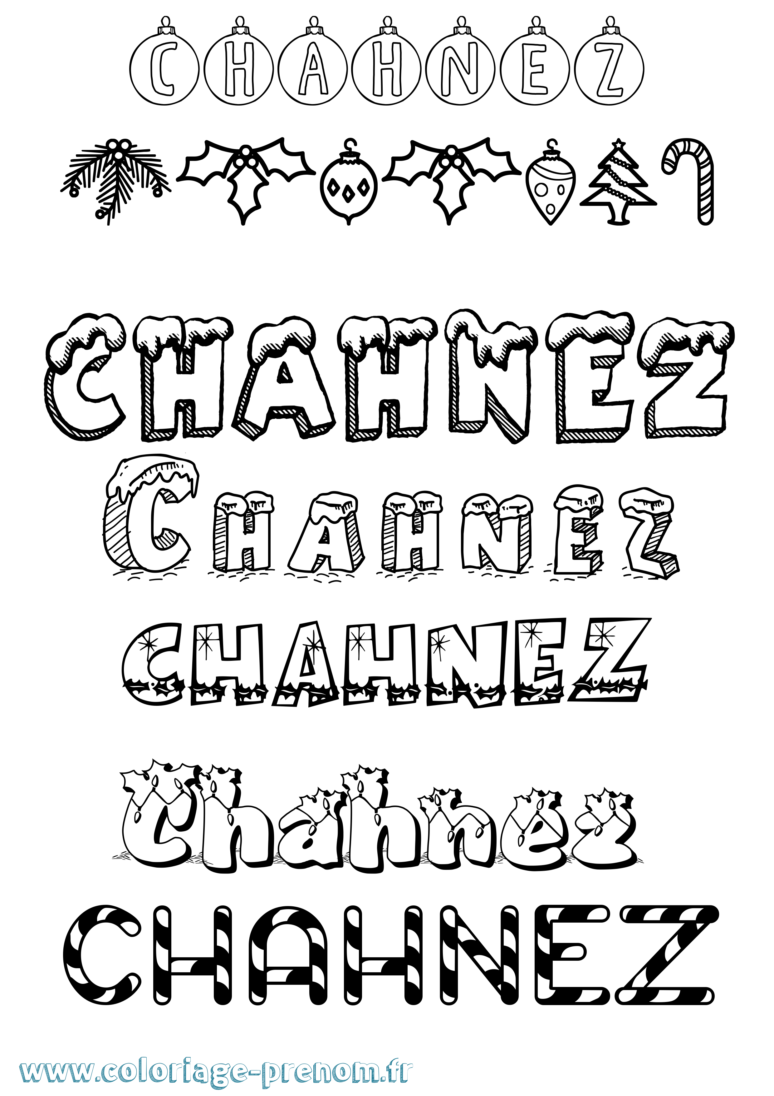 Coloriage Chahnez Noël Coloriage prénom Chahnez Noël