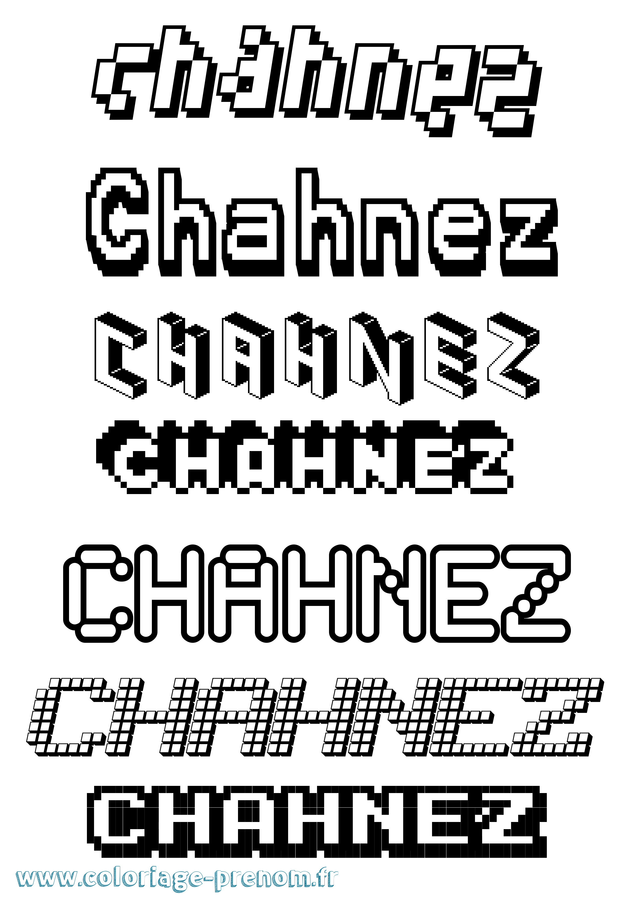 Coloriage Chahnez Pixel Coloriage prénom Chahnez Pixel