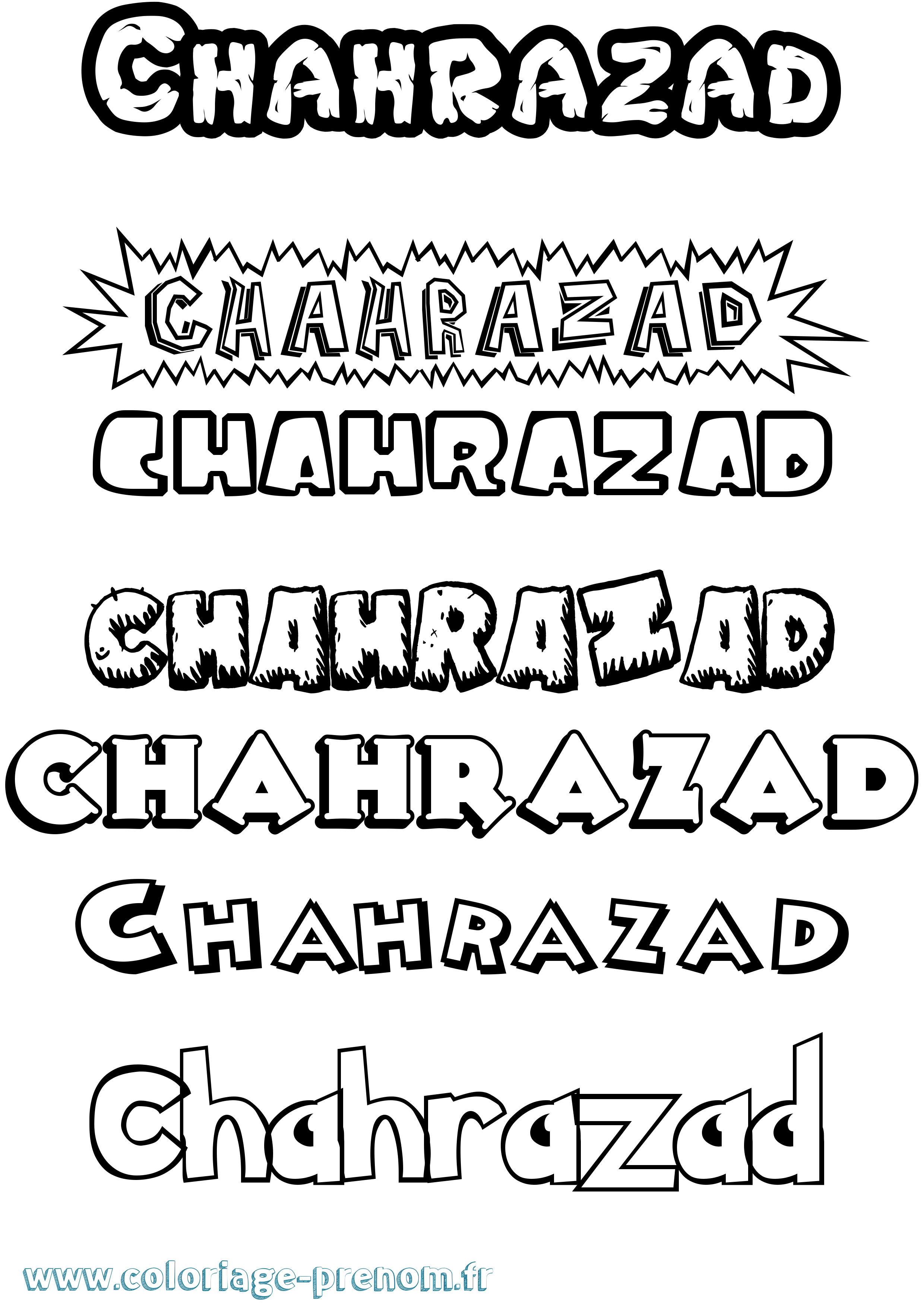 Coloriage Chahrazad Dessin Animé Coloriage prénom Chahrazad Dessin Animé