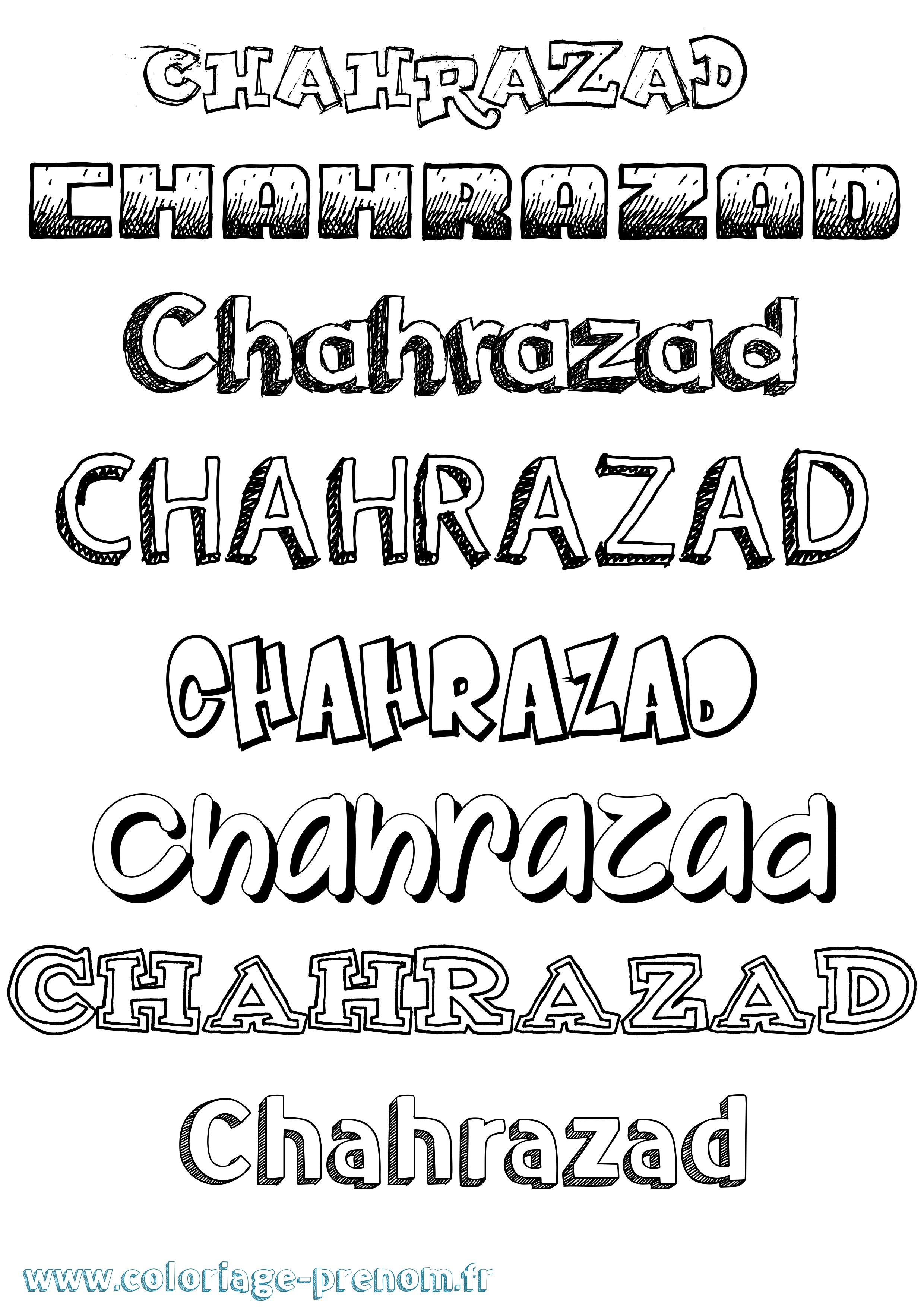 Coloriage Chahrazad Dessiné Coloriage prénom Chahrazad Dessiné