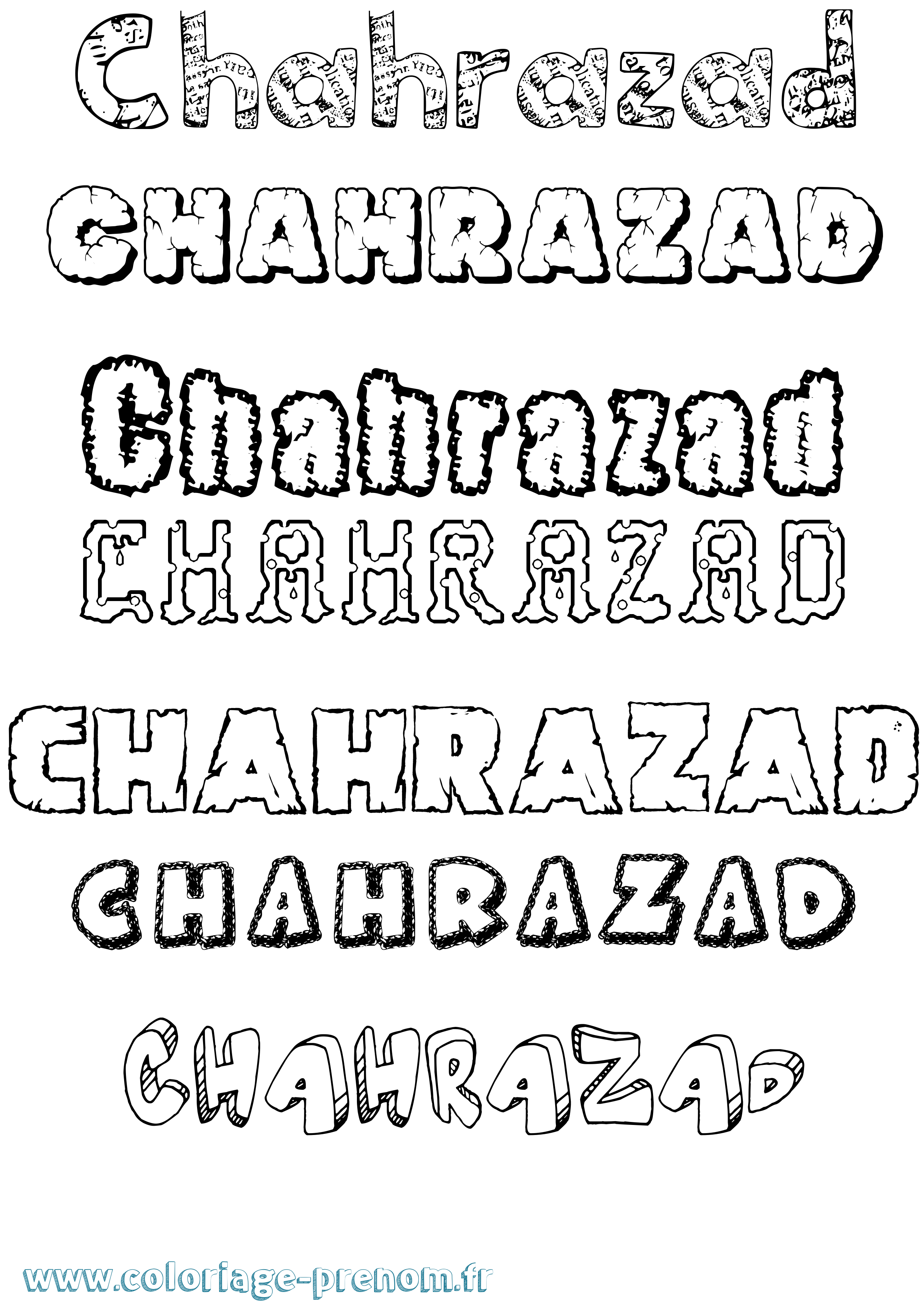 Coloriage Chahrazad Destructuré Coloriage prénom Chahrazad Destructuré