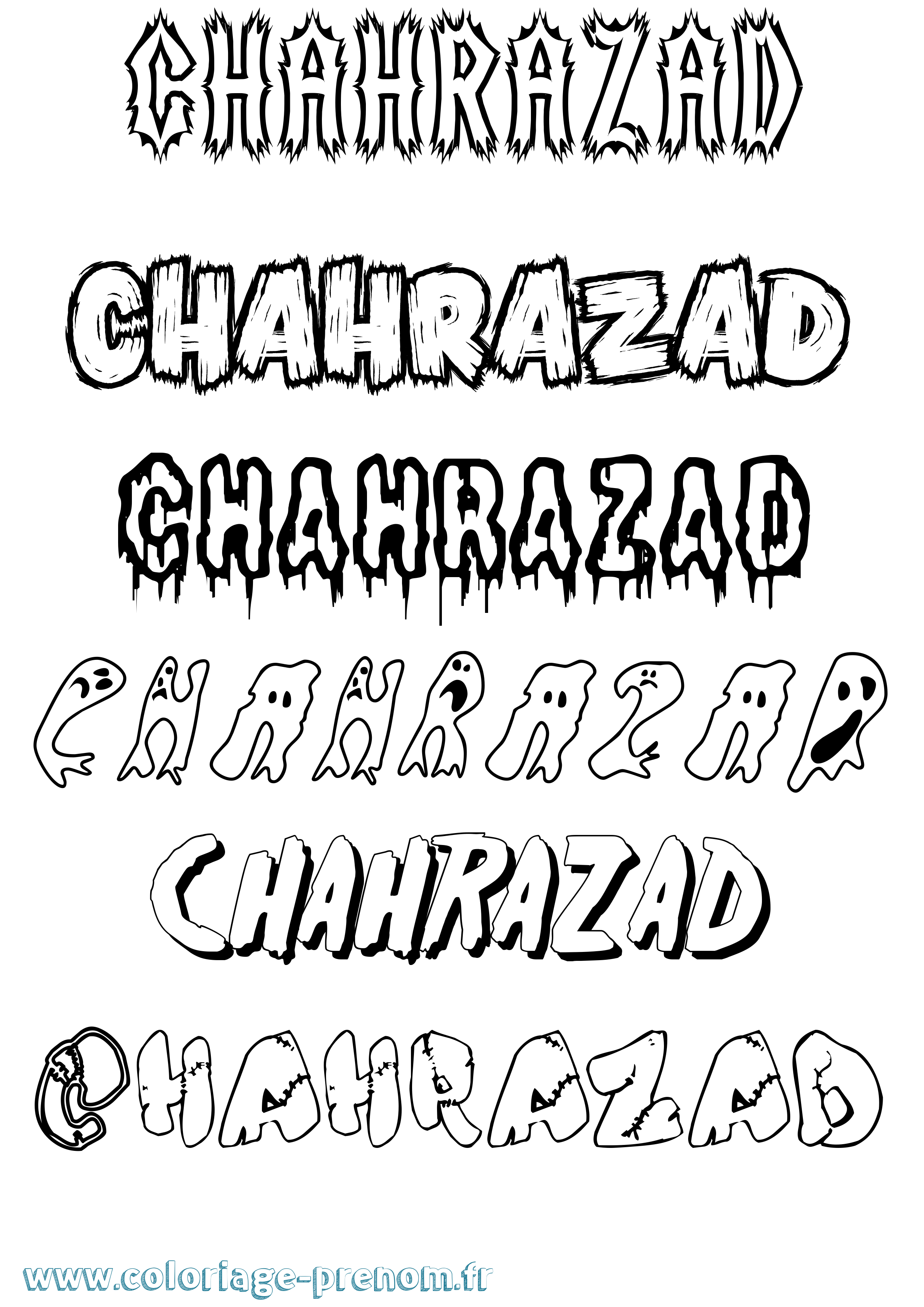 Coloriage Chahrazad Frisson Coloriage prénom Chahrazad Frisson