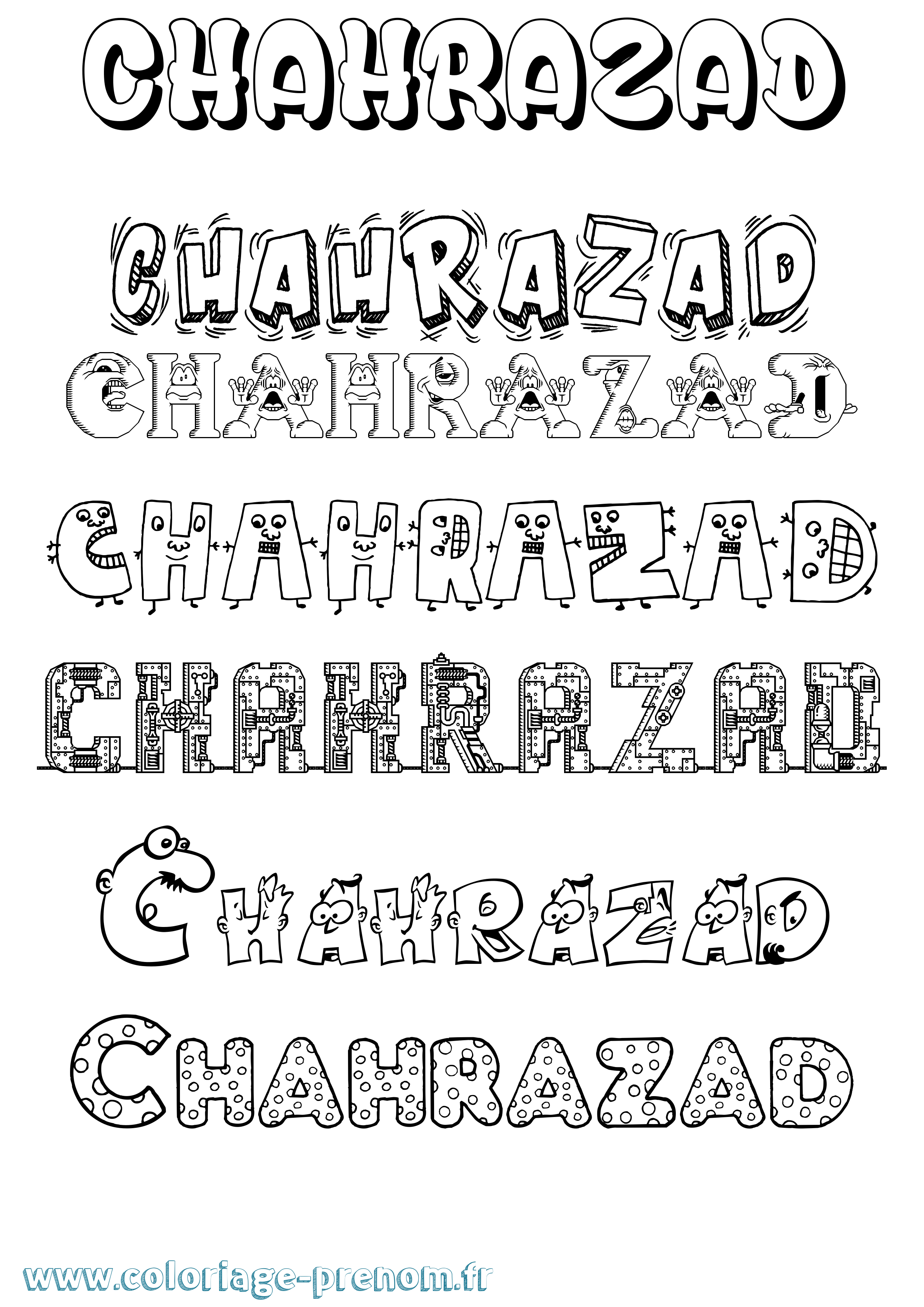 Coloriage Chahrazad Fun Coloriage prénom Chahrazad Fun