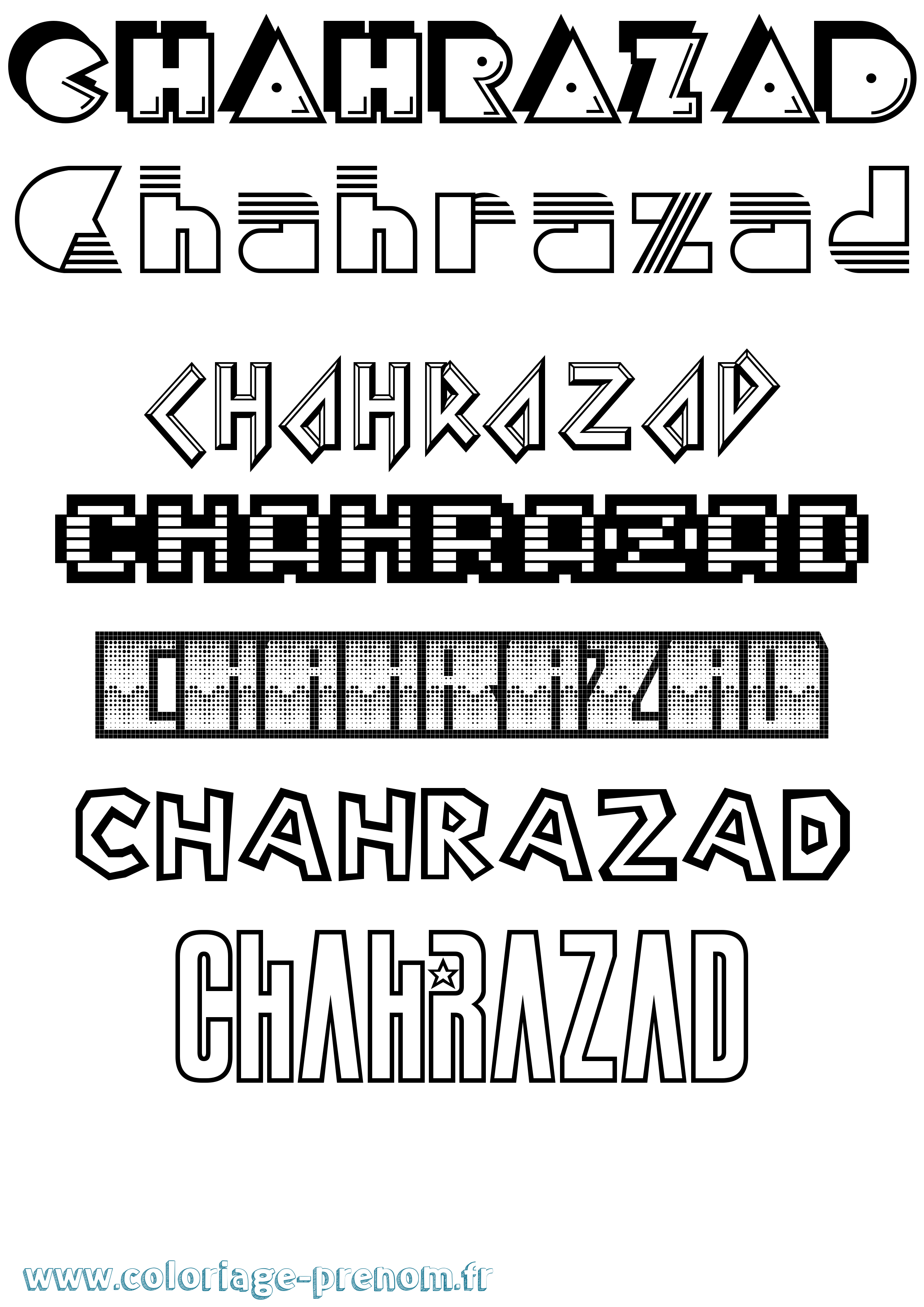 Coloriage Chahrazad Jeux Vidéos Coloriage prénom Chahrazad Jeux Vidéos