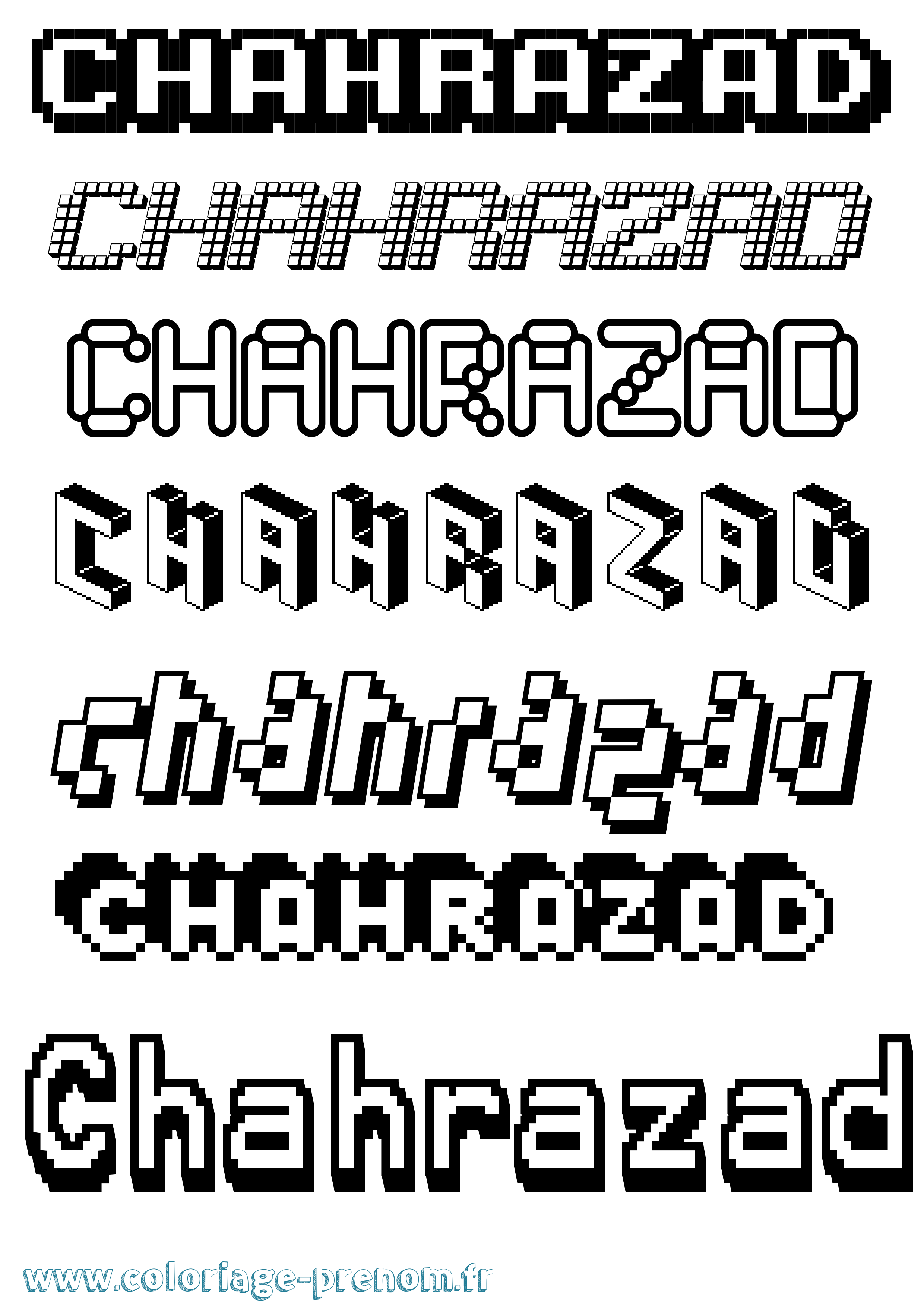 Coloriage Chahrazad Pixel Coloriage prénom Chahrazad Pixel