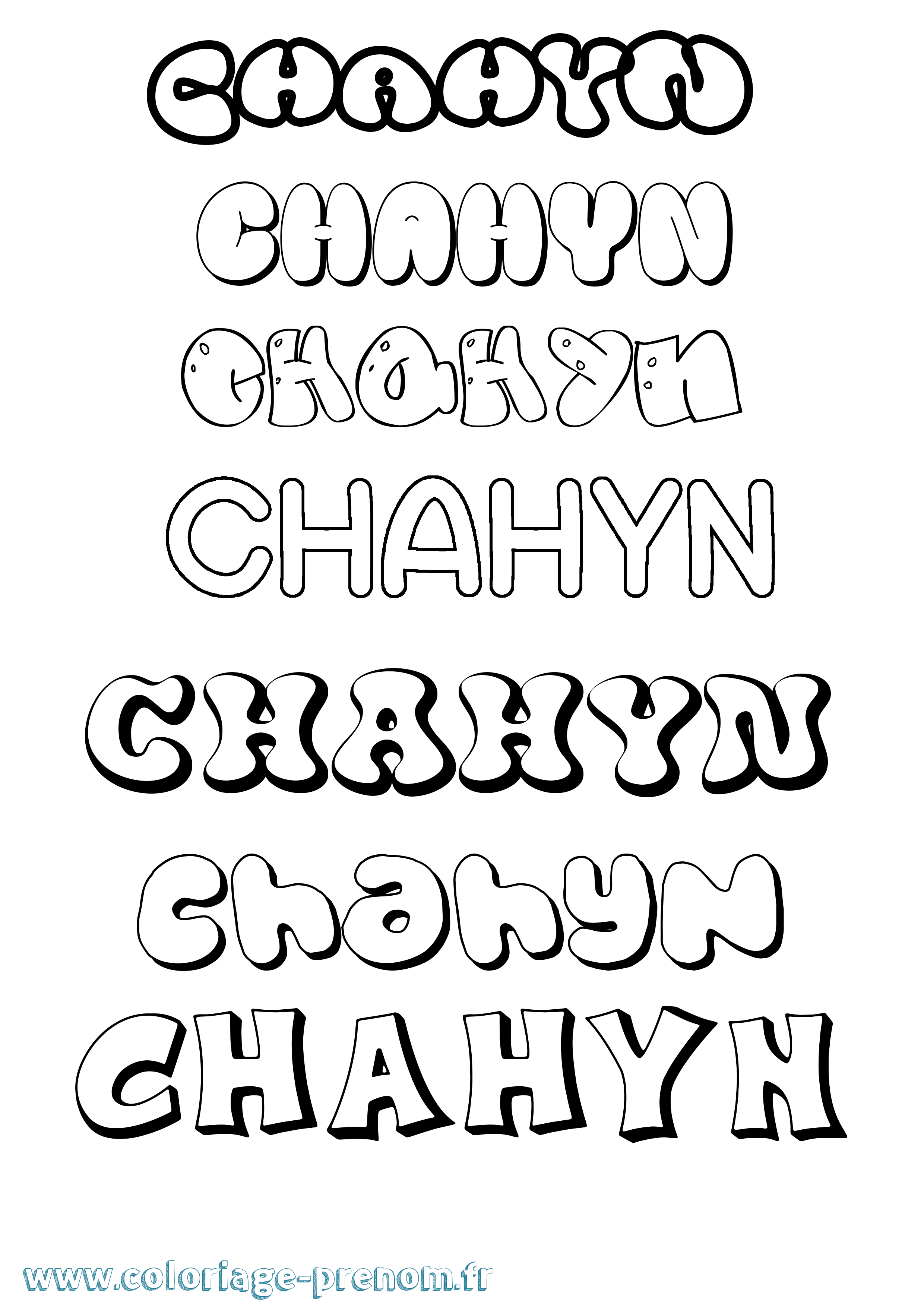 Coloriage Chahyn Bubble Coloriage prénom Chahyn Bubble
