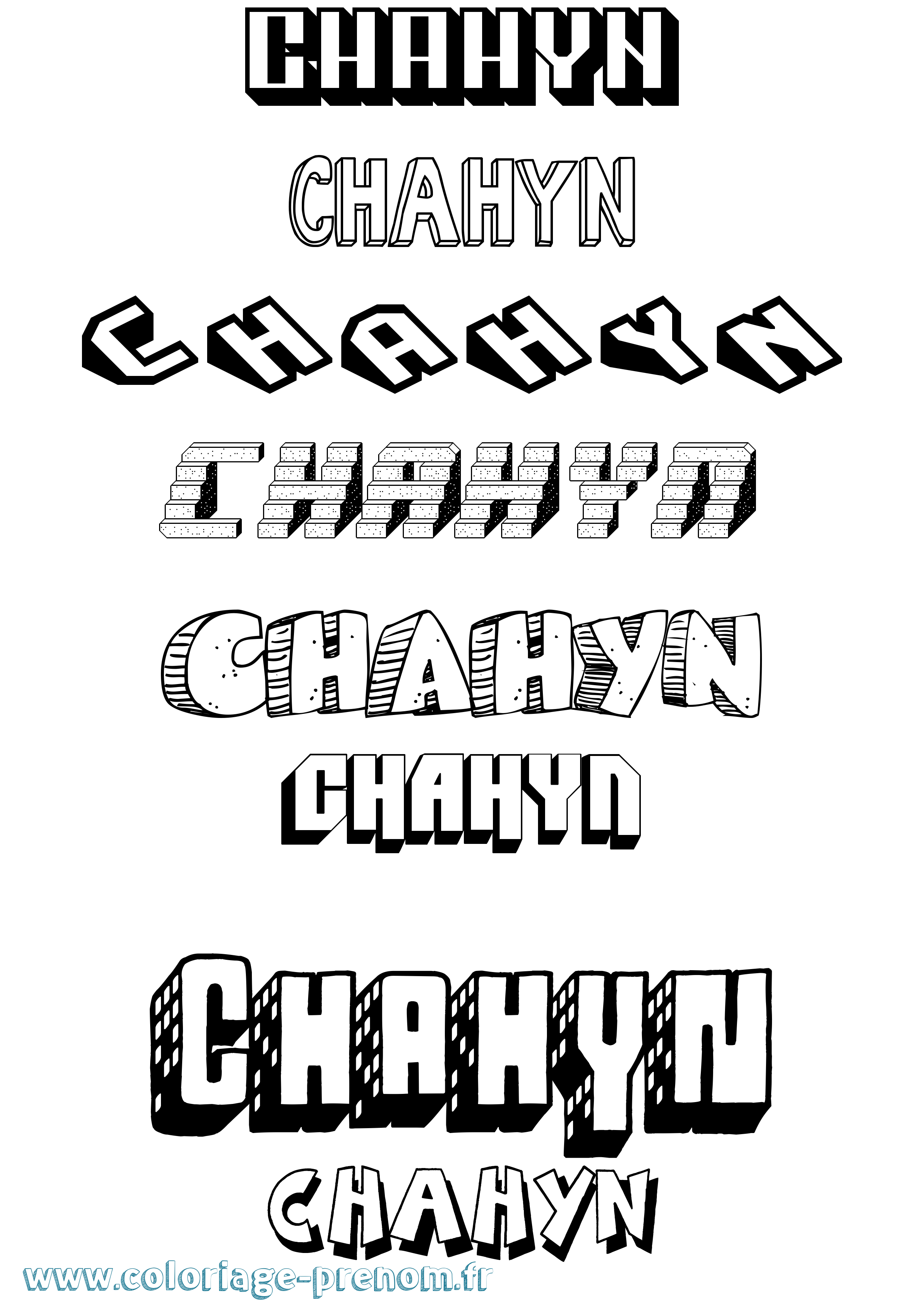 Coloriage Chahyn Effet 3D Coloriage prénom Chahyn Effet 3D