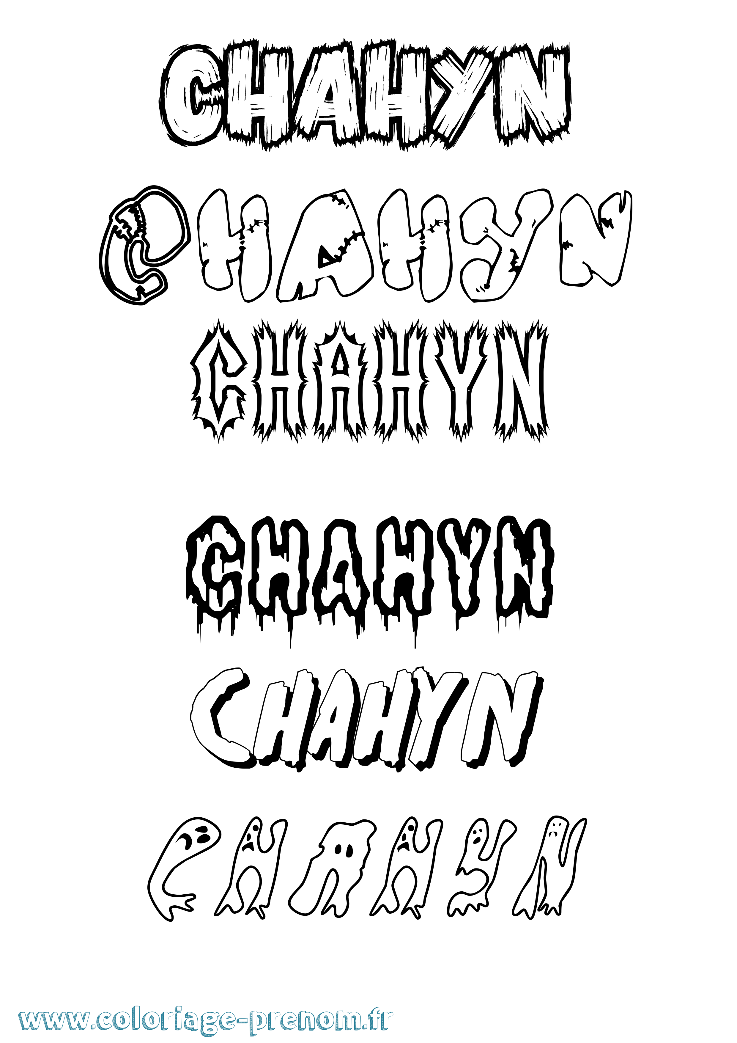 Coloriage Chahyn Frisson Coloriage prénom Chahyn Frisson