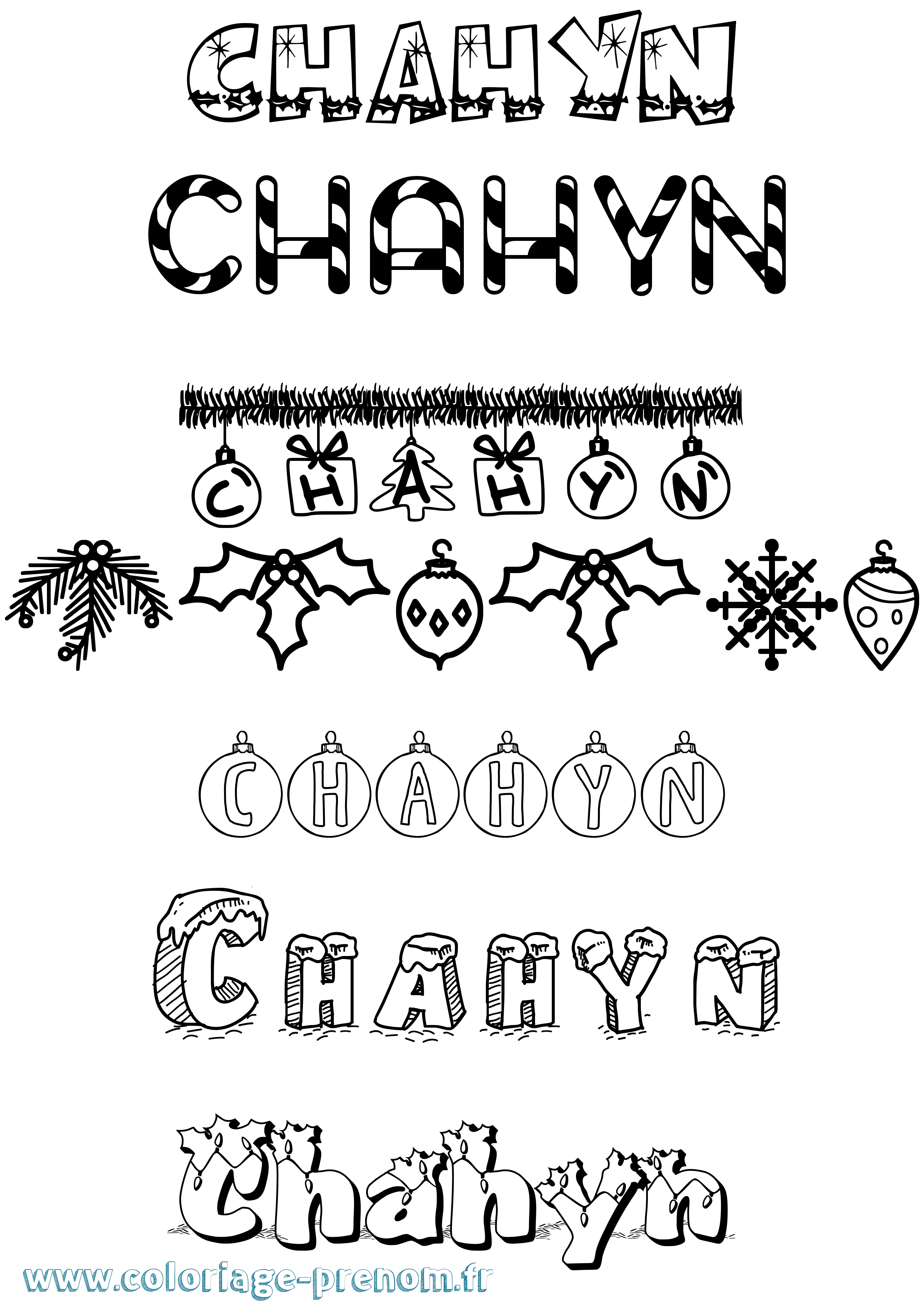Coloriage Chahyn Noël Coloriage prénom Chahyn Noël