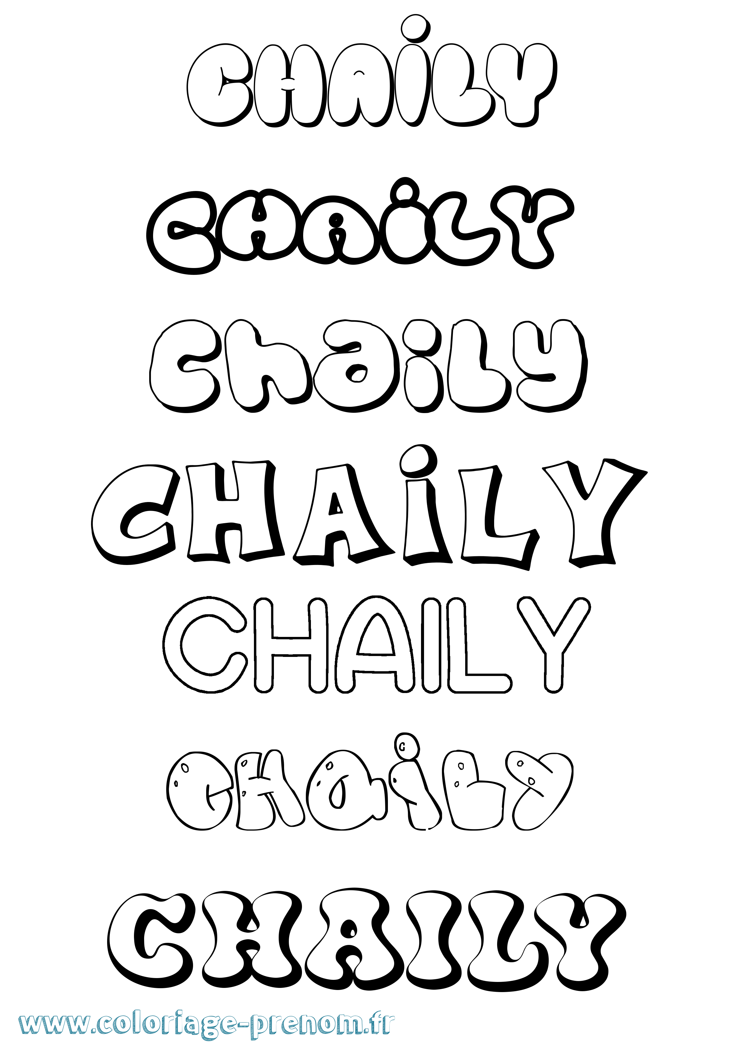 Coloriage Chaily Bubble Coloriage prénom Chaily Bubble