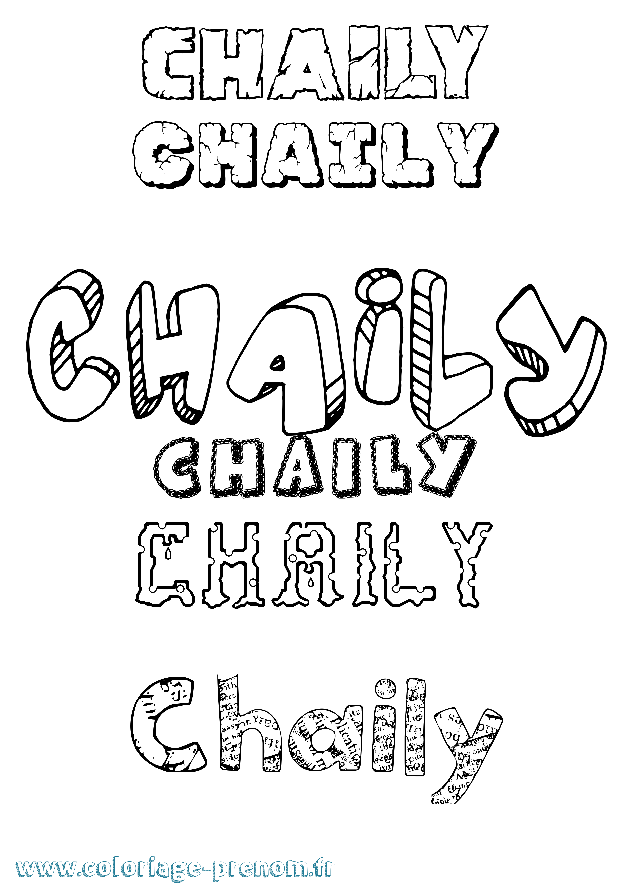 Coloriage Chaily Destructuré Coloriage prénom Chaily Destructuré