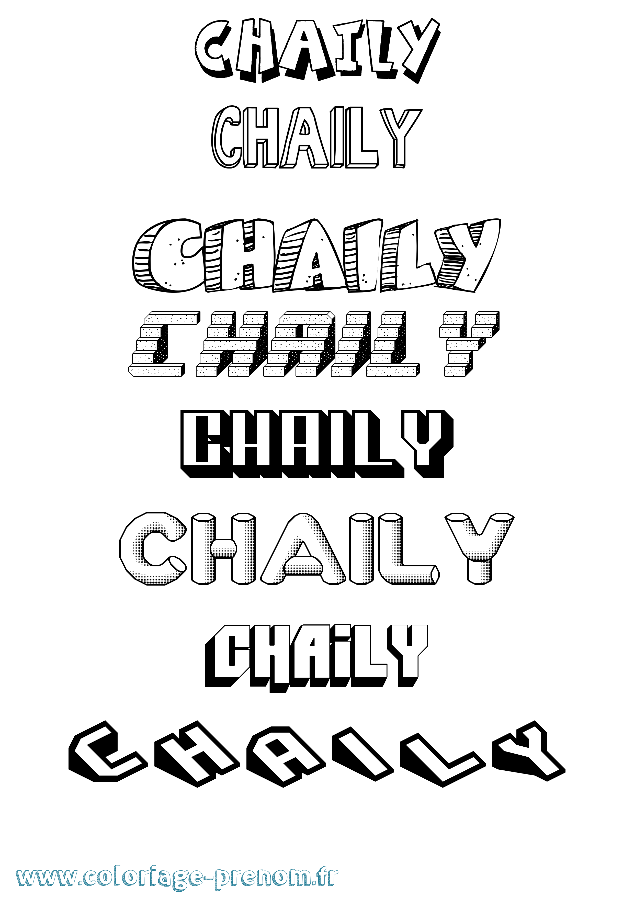 Coloriage Chaily Effet 3D Coloriage prénom Chaily Effet 3D