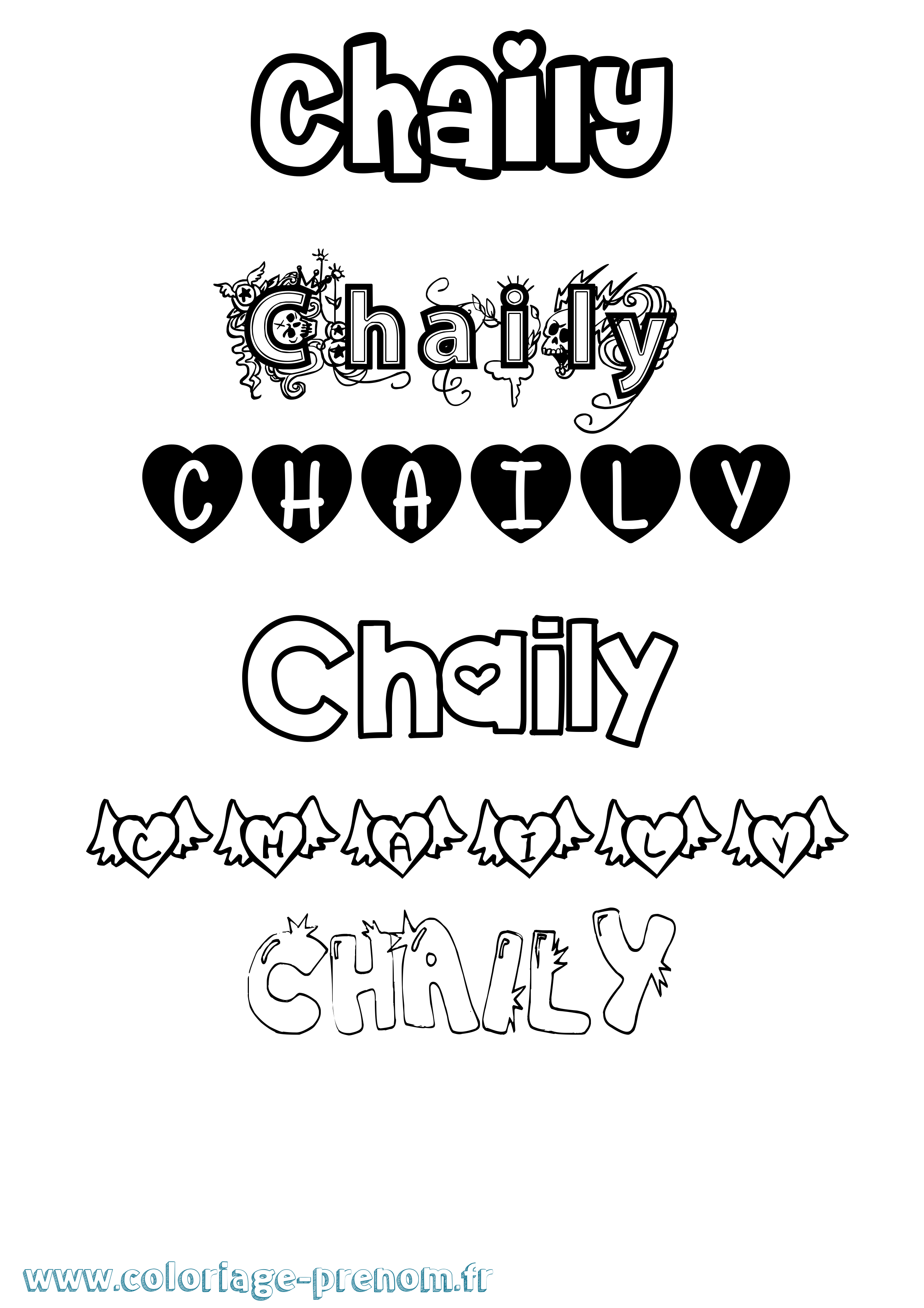 Coloriage Chaily Girly Coloriage prénom Chaily Girly