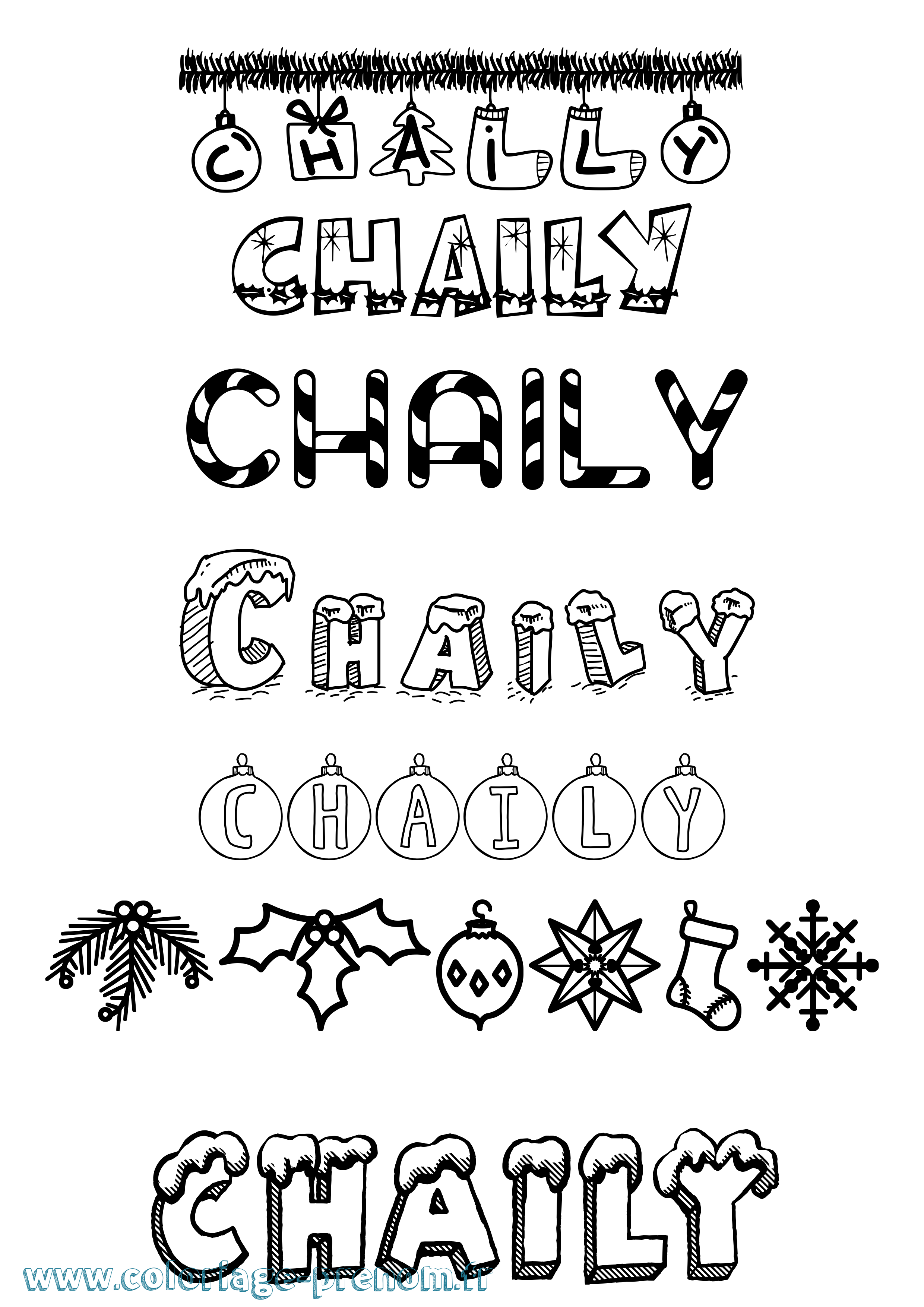 Coloriage Chaily Noël Coloriage prénom Chaily Noël
