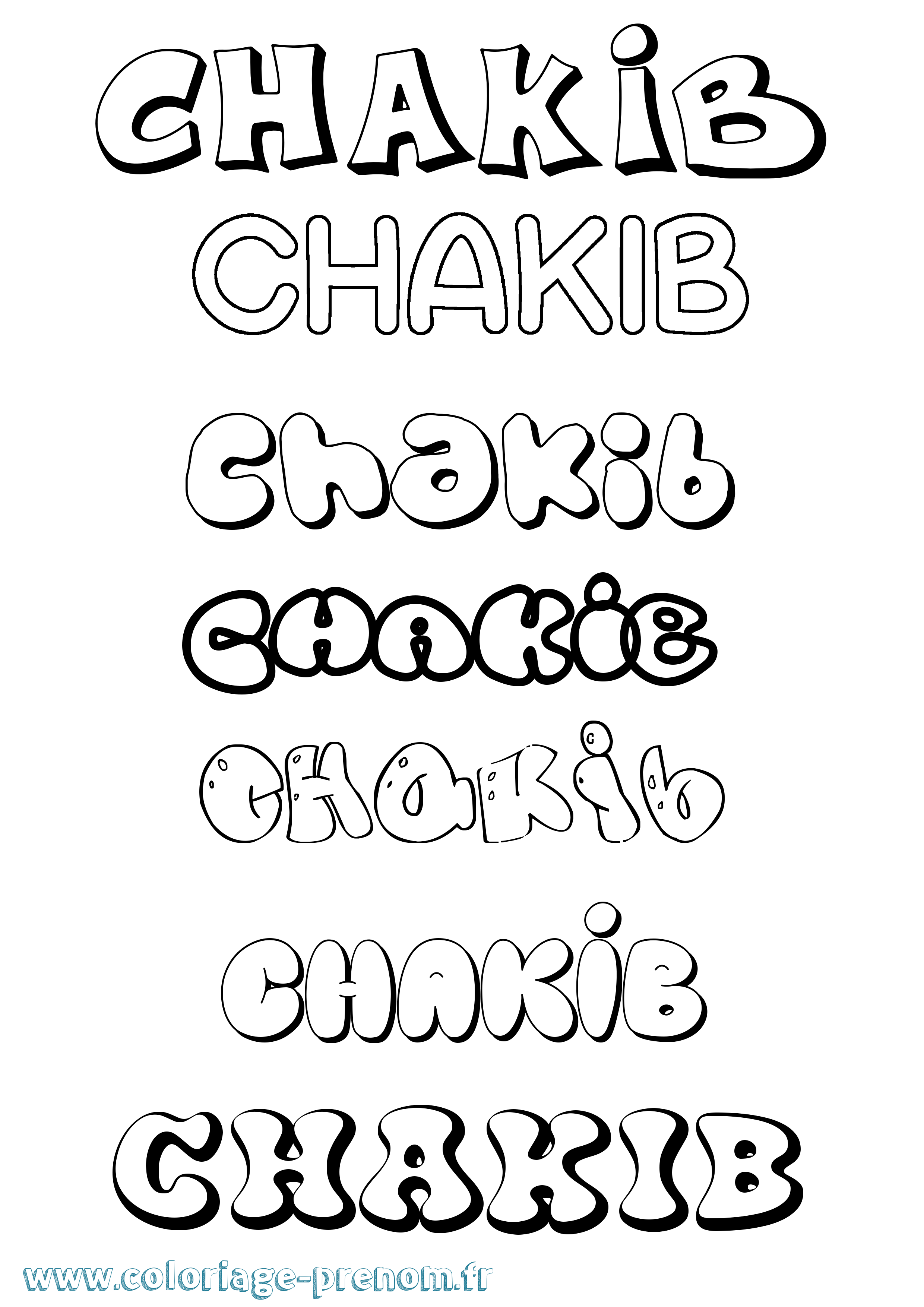 Coloriage Chakib Bubble Coloriage prénom Chakib Bubble