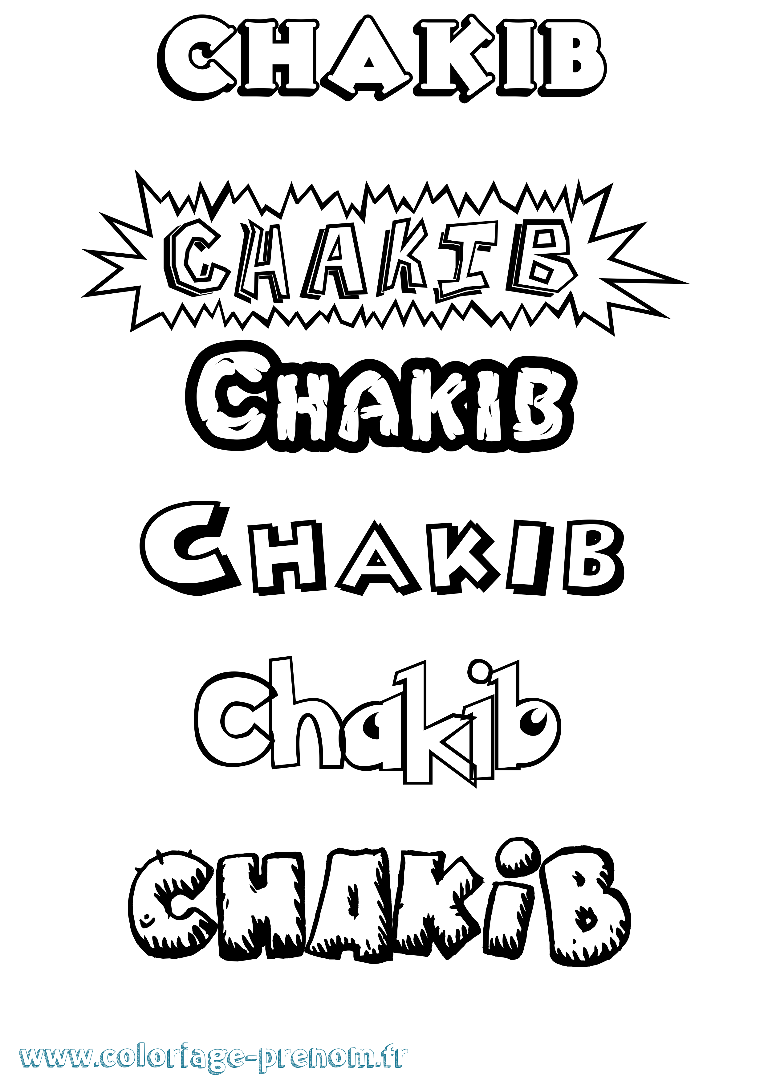 Coloriage Chakib Dessin Animé Coloriage prénom Chakib Dessin Animé