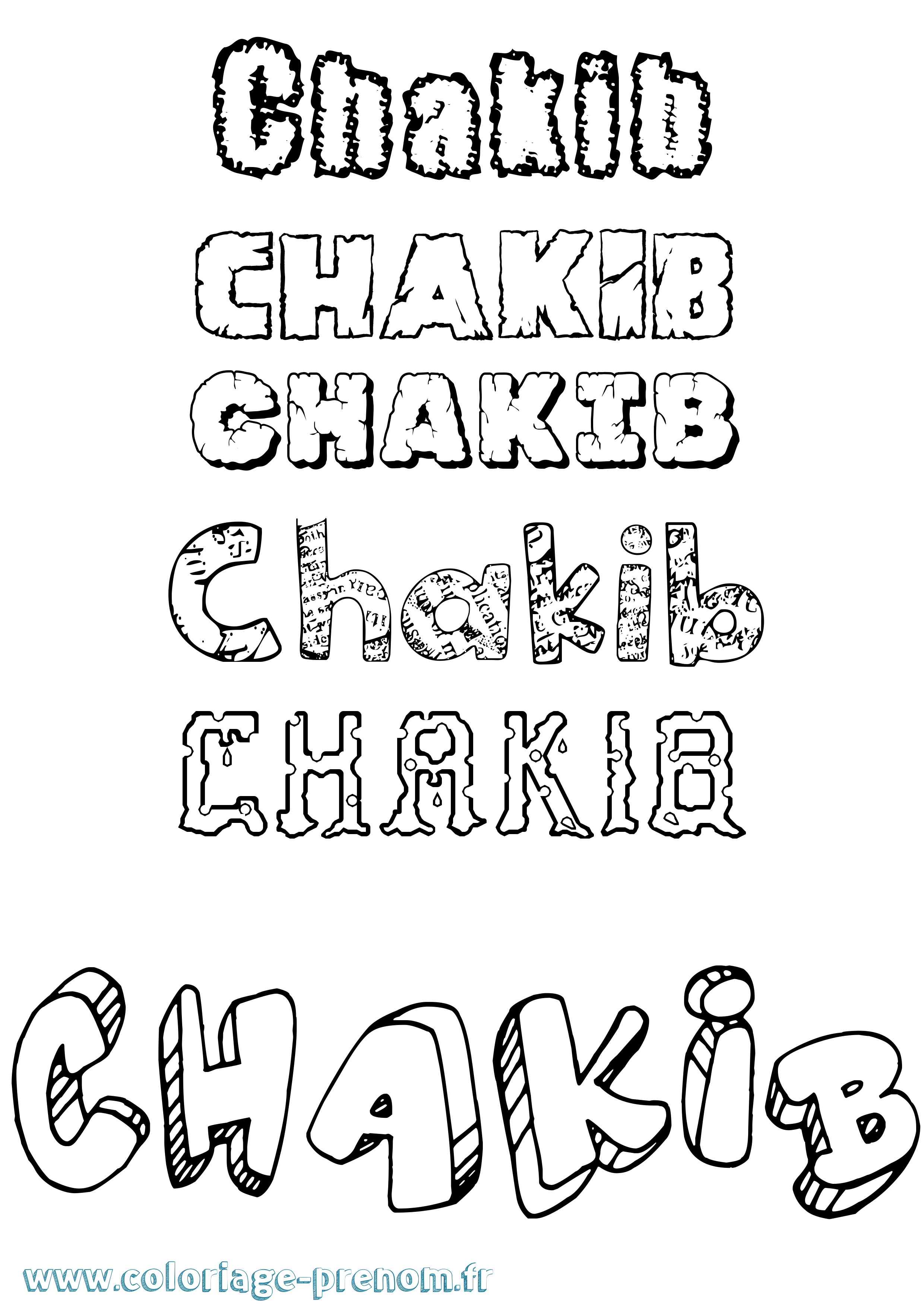 Coloriage Chakib Destructuré Coloriage prénom Chakib Destructuré