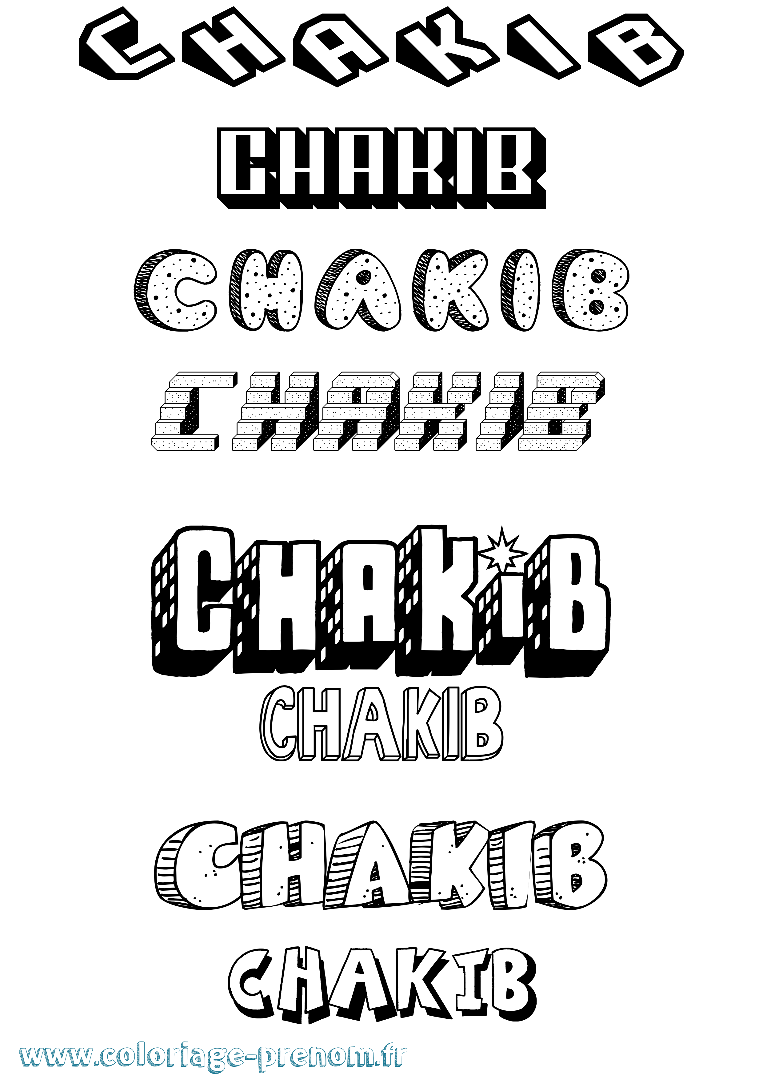 Coloriage Chakib Effet 3D Coloriage prénom Chakib Effet 3D