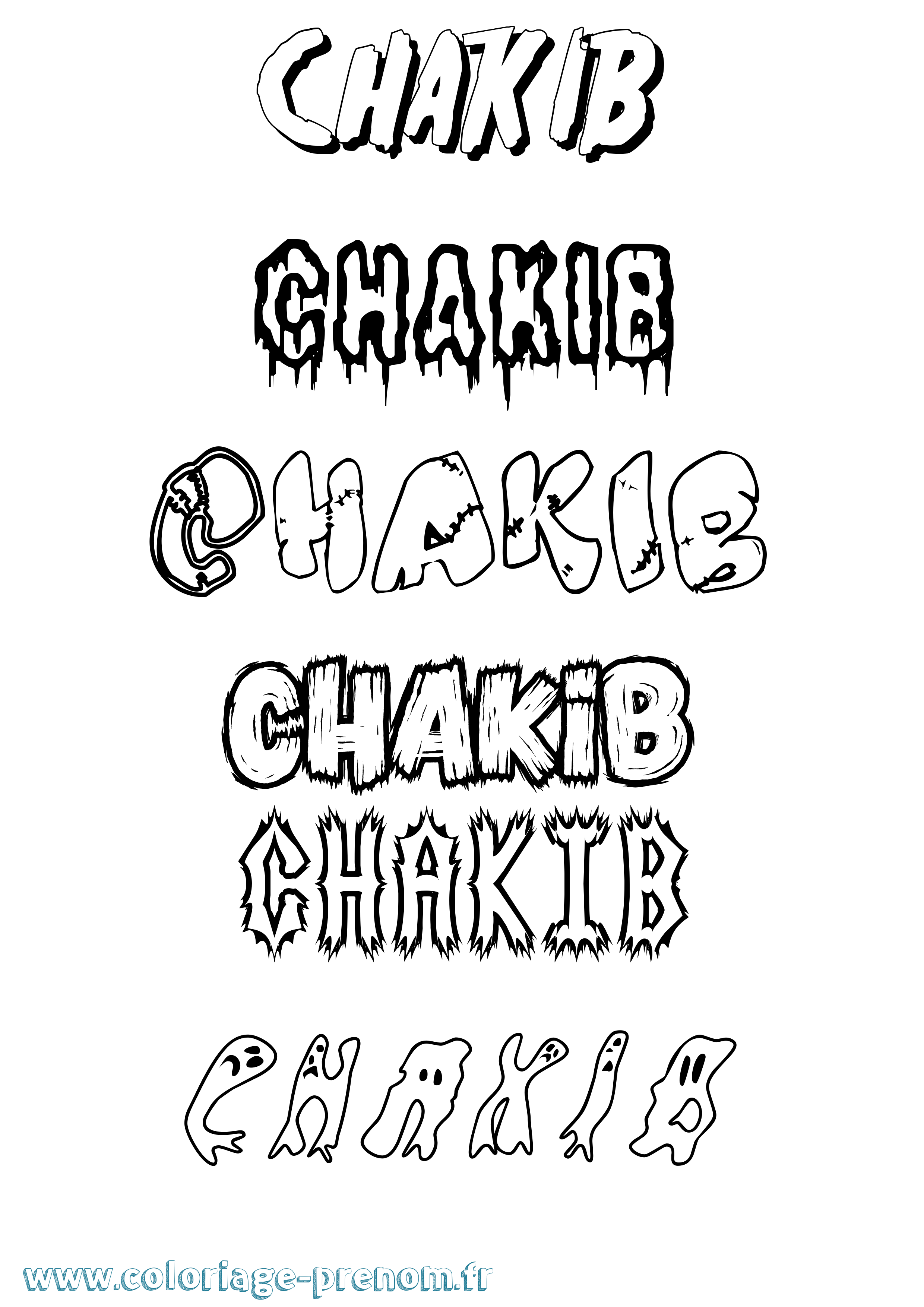 Coloriage Chakib Frisson Coloriage prénom Chakib Frisson