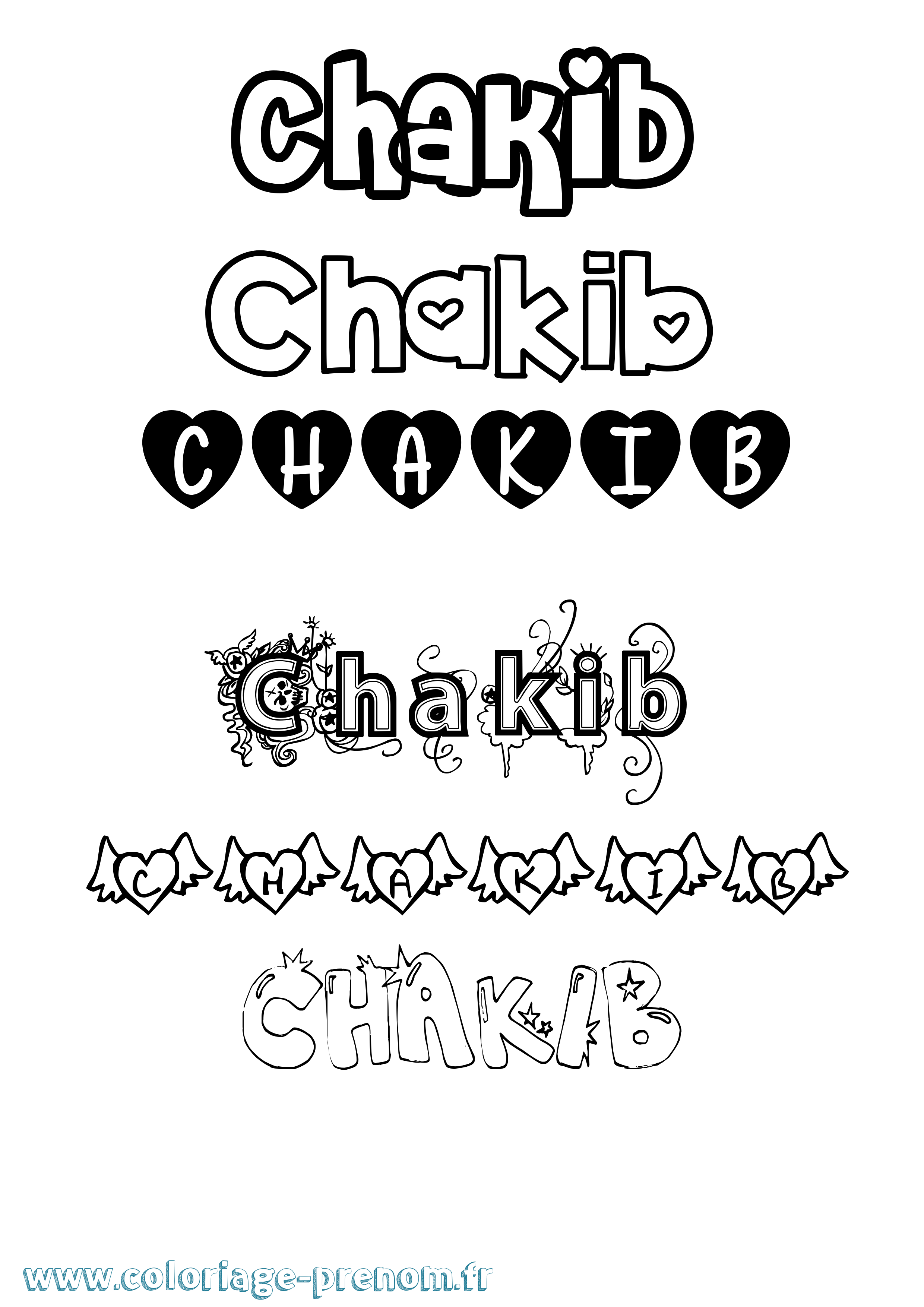 Coloriage Chakib Girly Coloriage prénom Chakib Girly