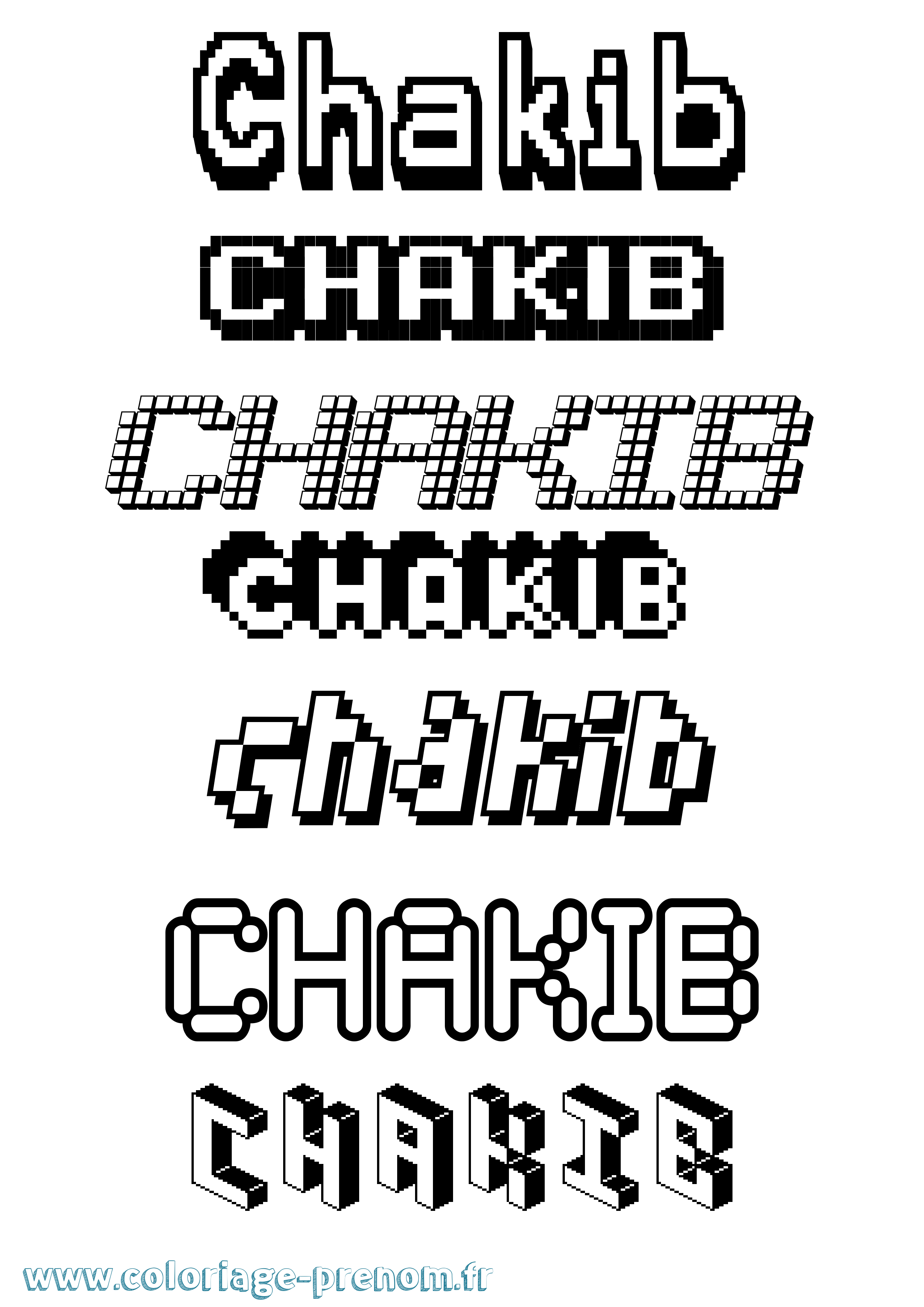 Coloriage Chakib Pixel Coloriage prénom Chakib Pixel