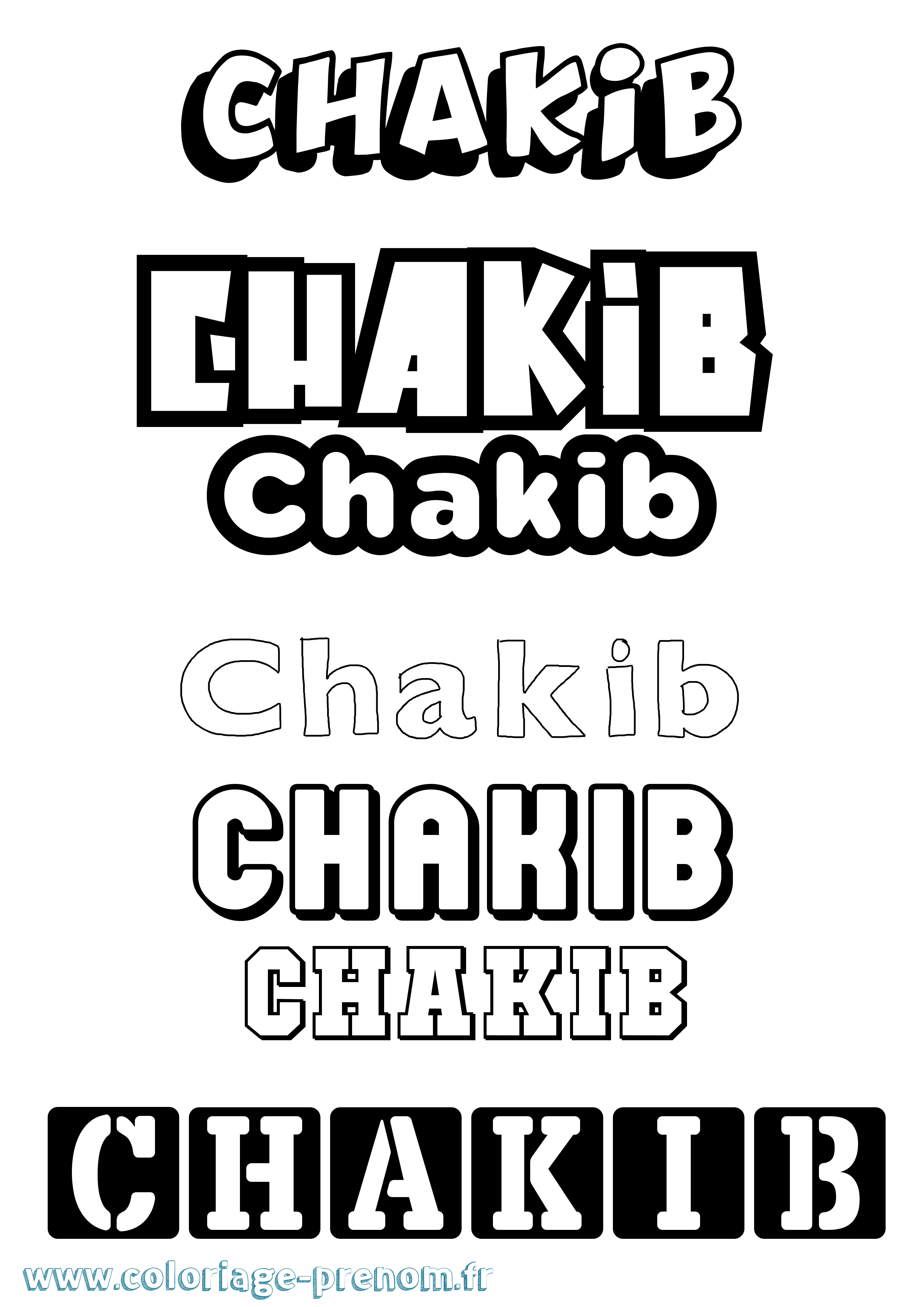 Coloriage Chakib Simple Coloriage prénom Chakib Simple
