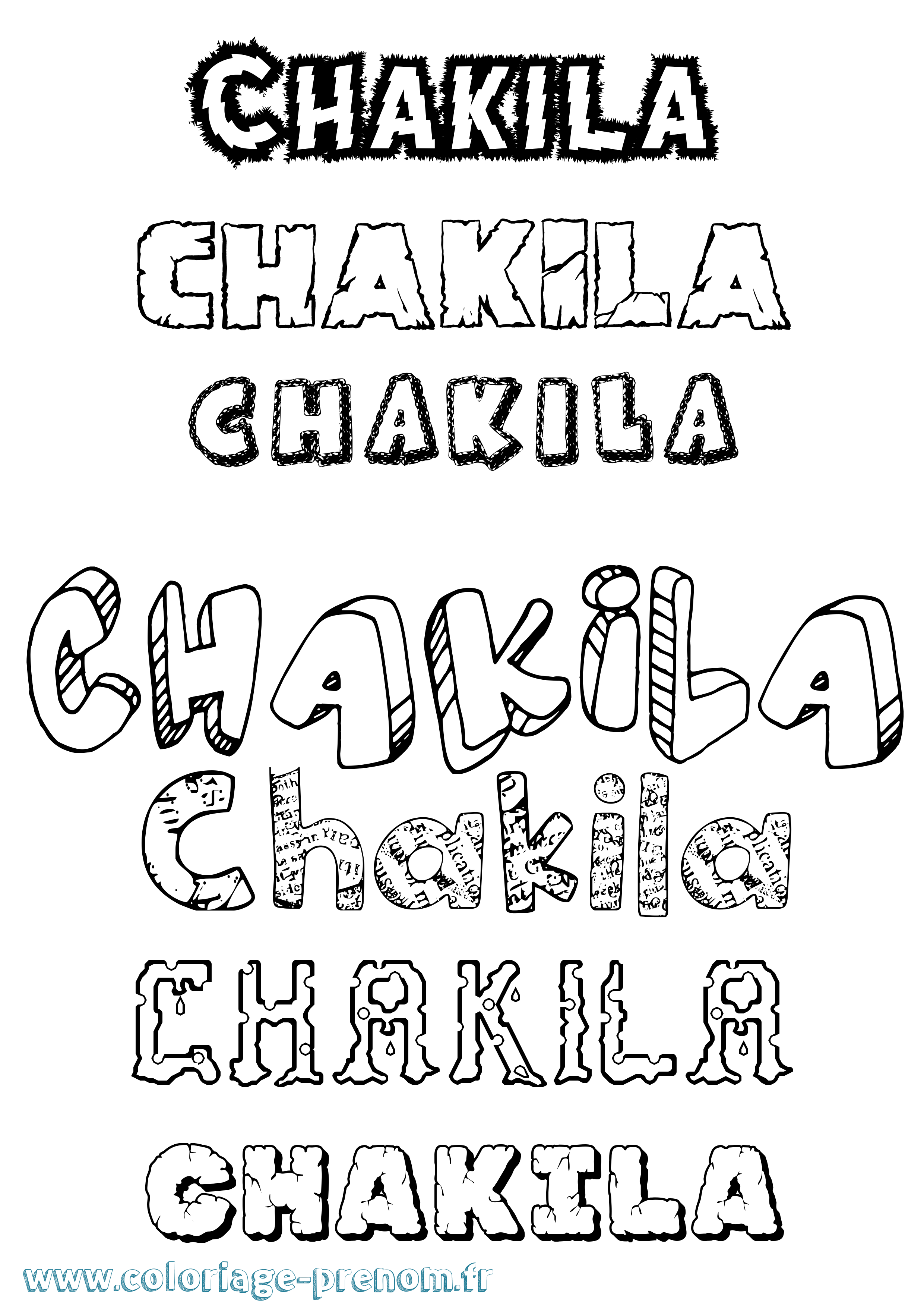 Coloriage Chakila Destructuré Coloriage prénom Chakila Destructuré