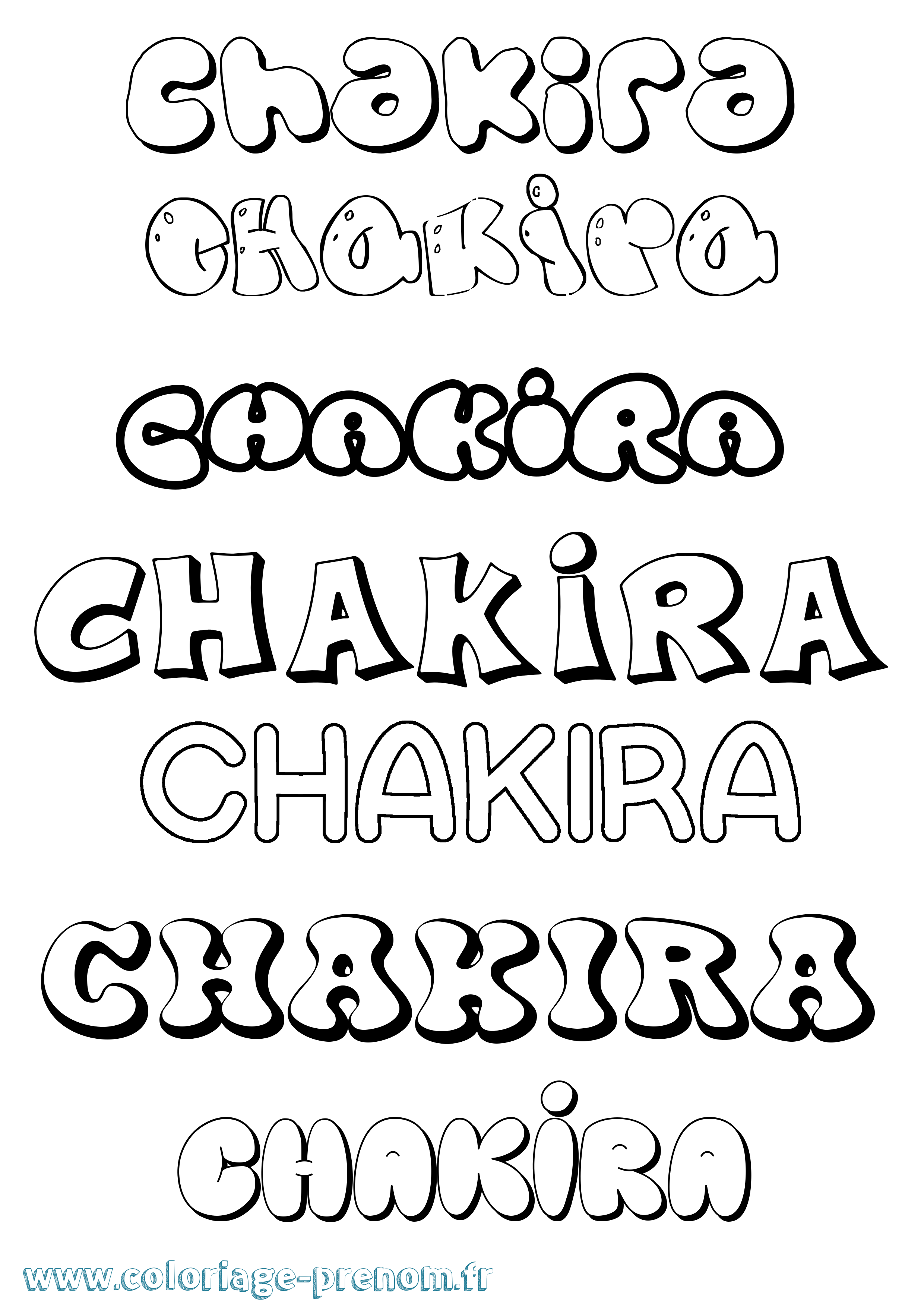 Coloriage Chakira Bubble Coloriage prénom Chakira Bubble