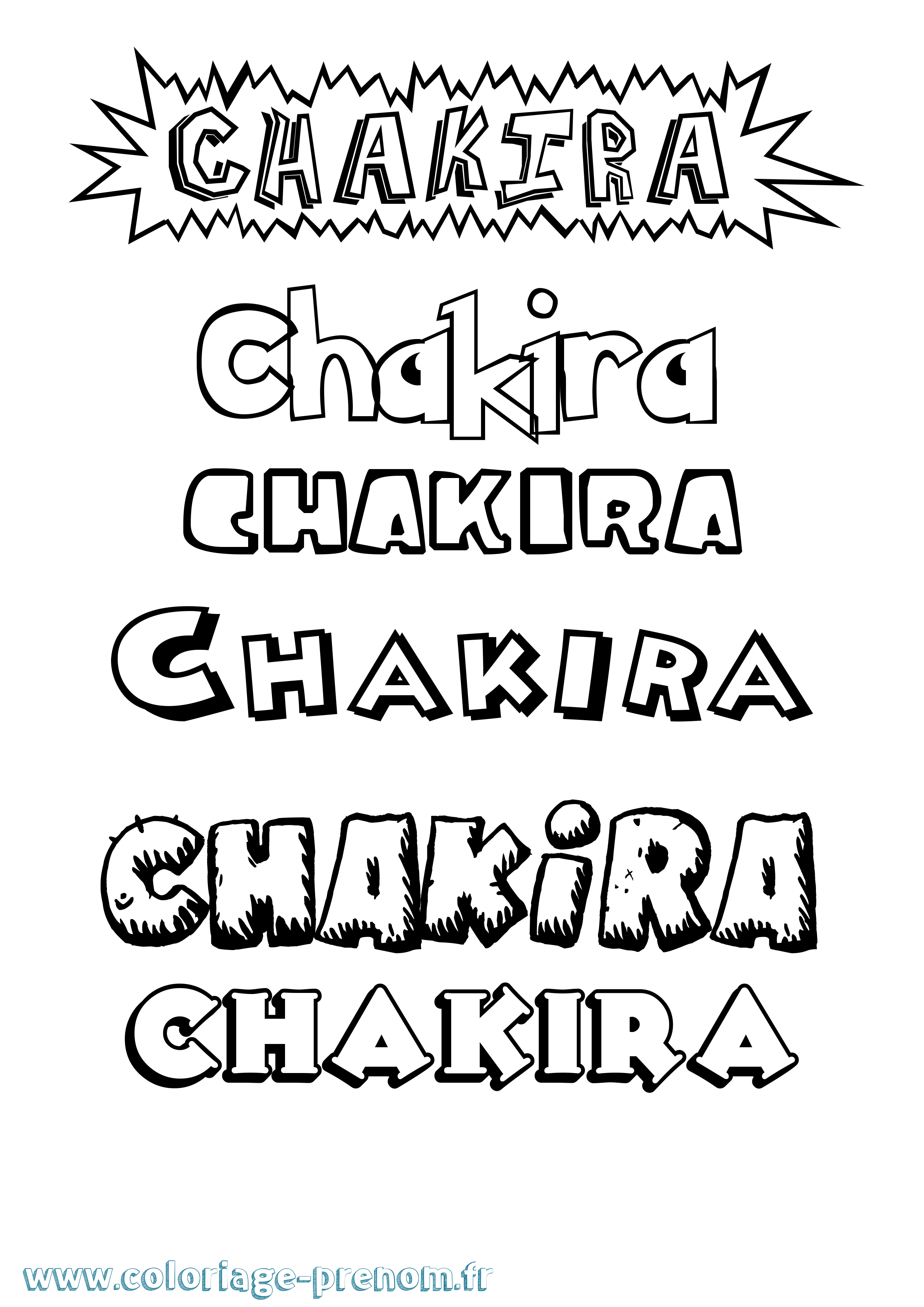 Coloriage Chakira Dessin Animé Coloriage prénom Chakira Dessin Animé
