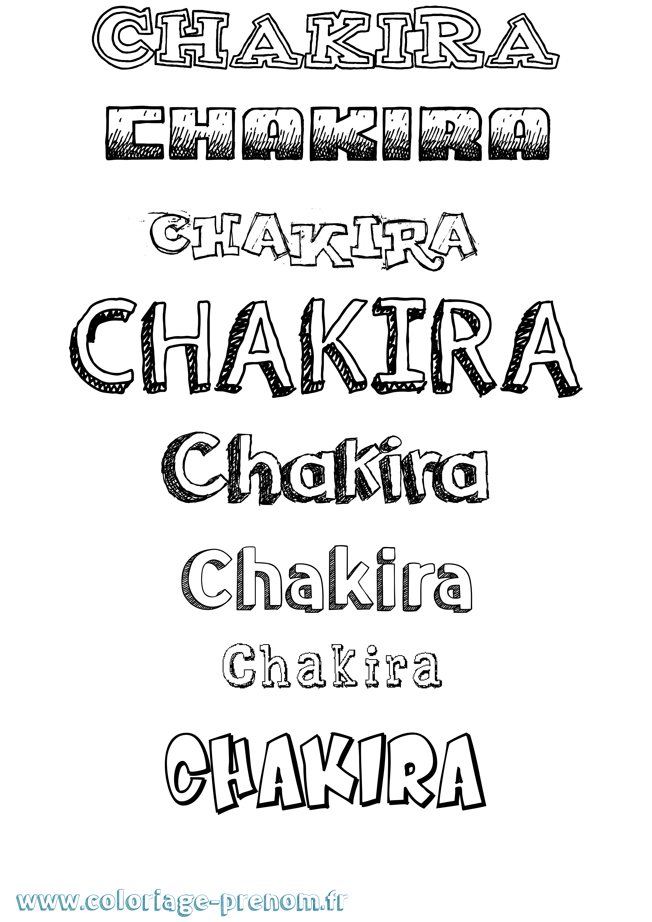 Coloriage Chakira Dessiné Coloriage prénom Chakira Dessiné