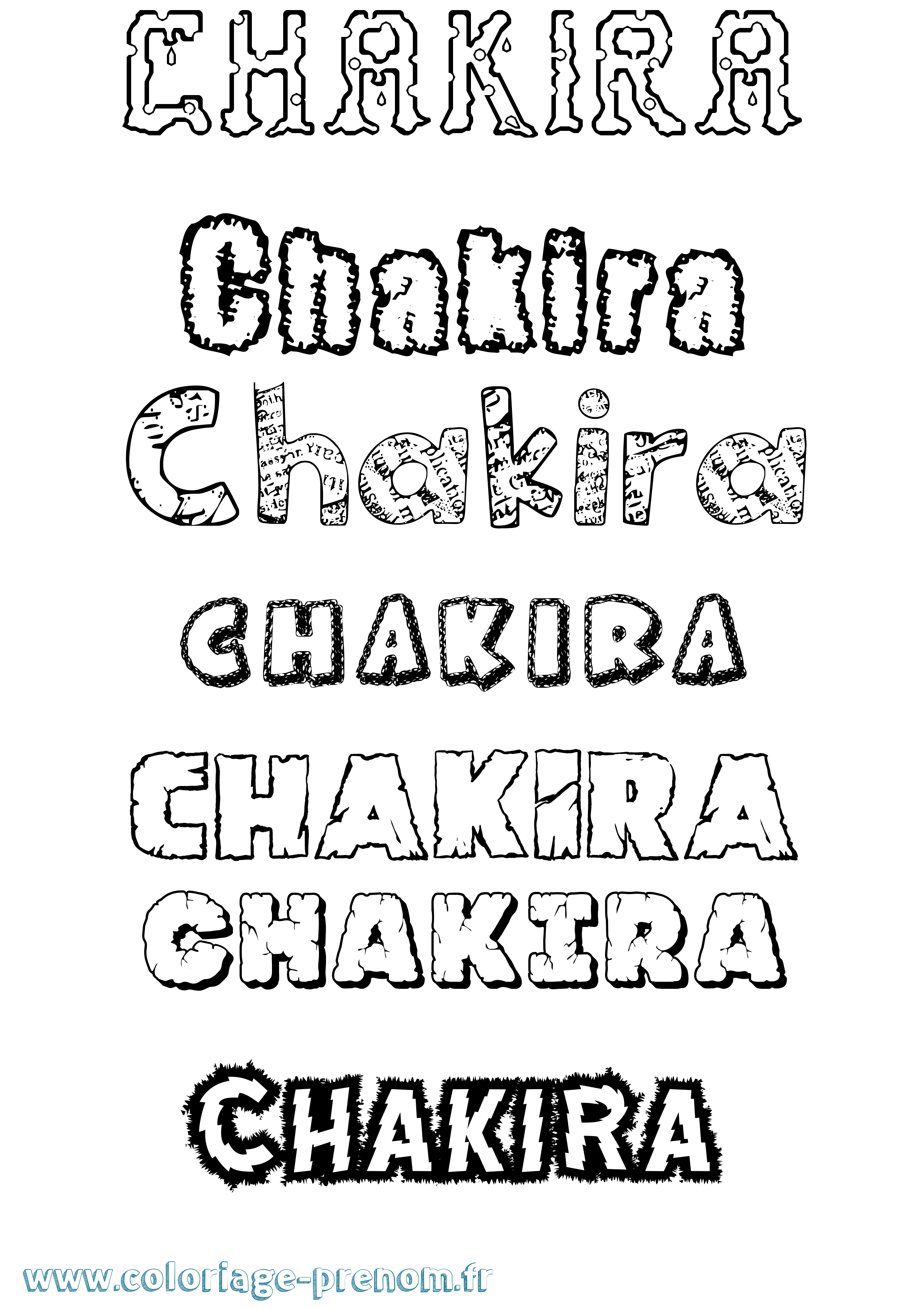 Coloriage Chakira Destructuré Coloriage prénom Chakira Destructuré
