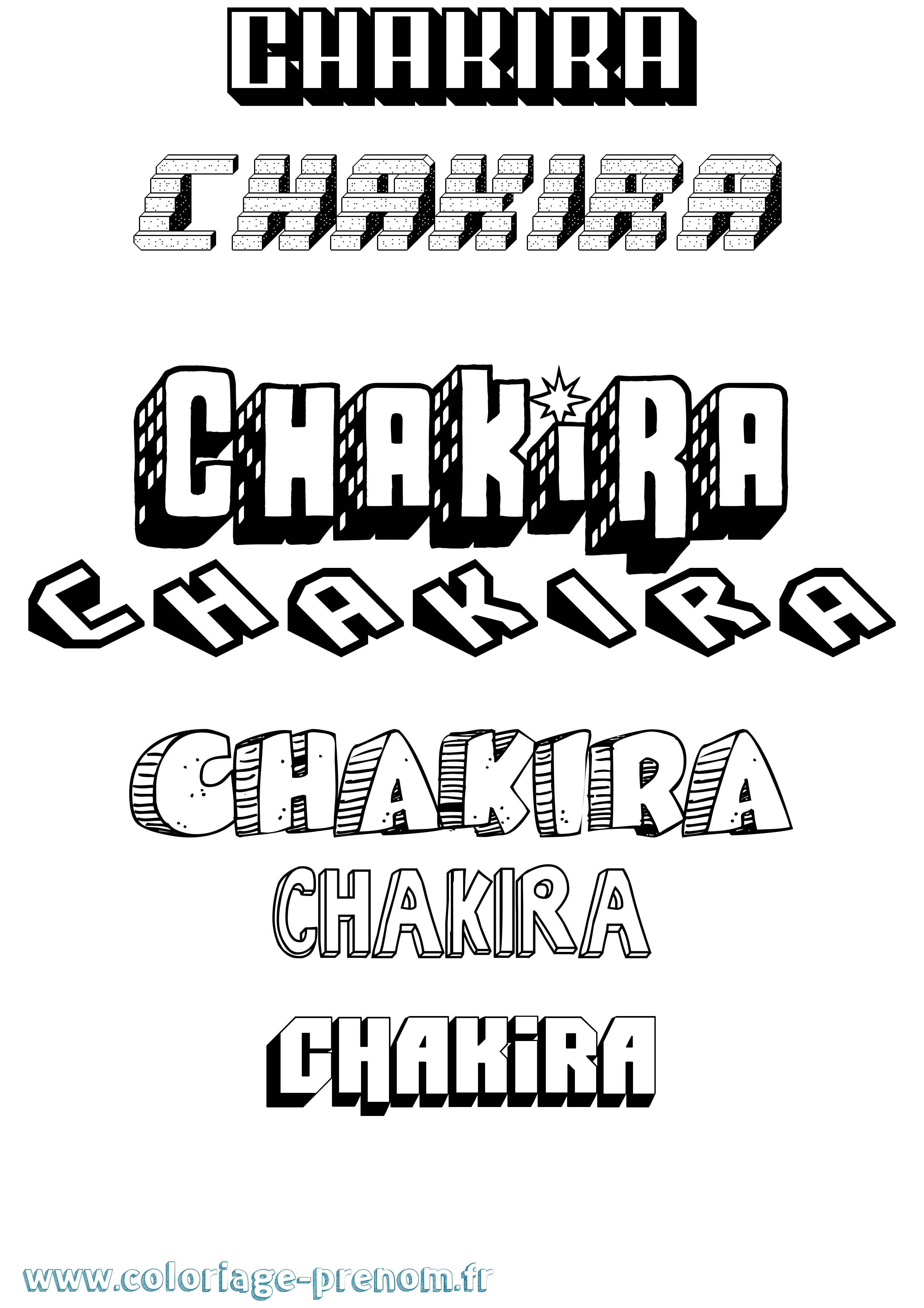 Coloriage Chakira Effet 3D Coloriage prénom Chakira Effet 3D