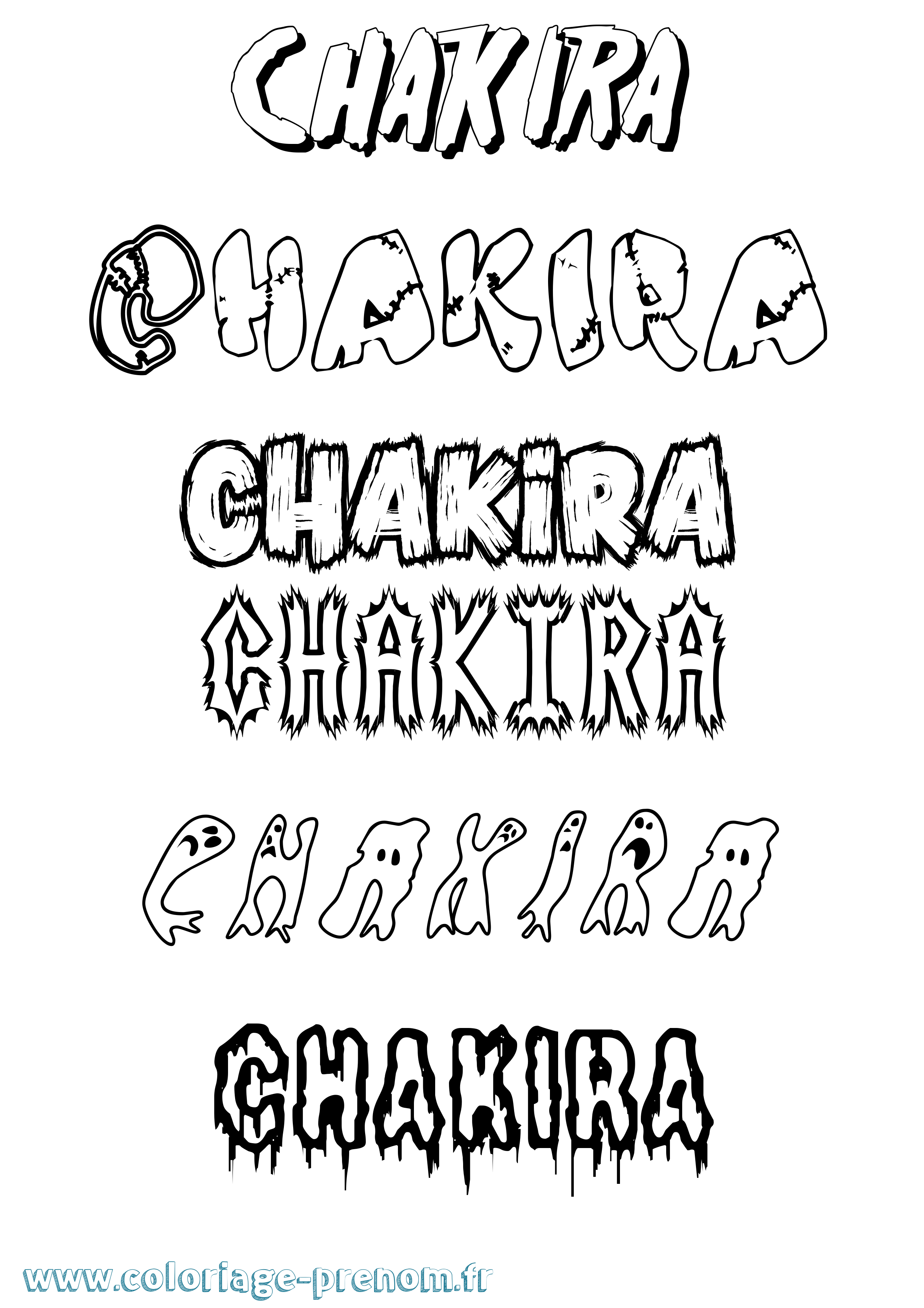 Coloriage Chakira Frisson Coloriage prénom Chakira Frisson