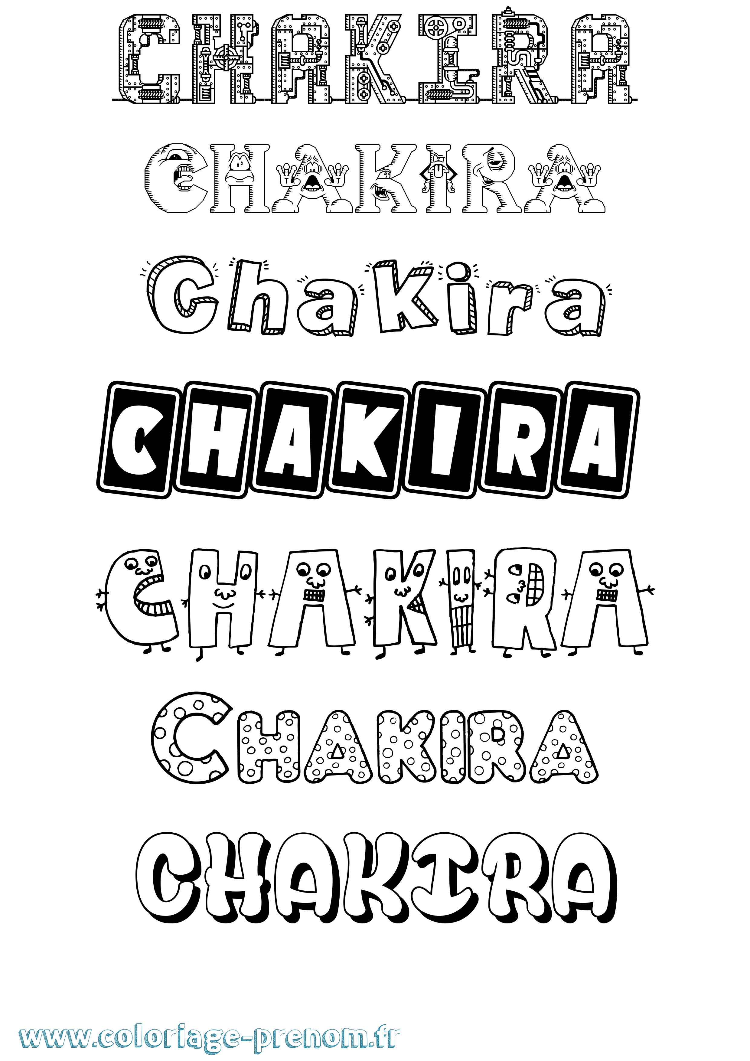 Coloriage Chakira Fun Coloriage prénom Chakira Fun