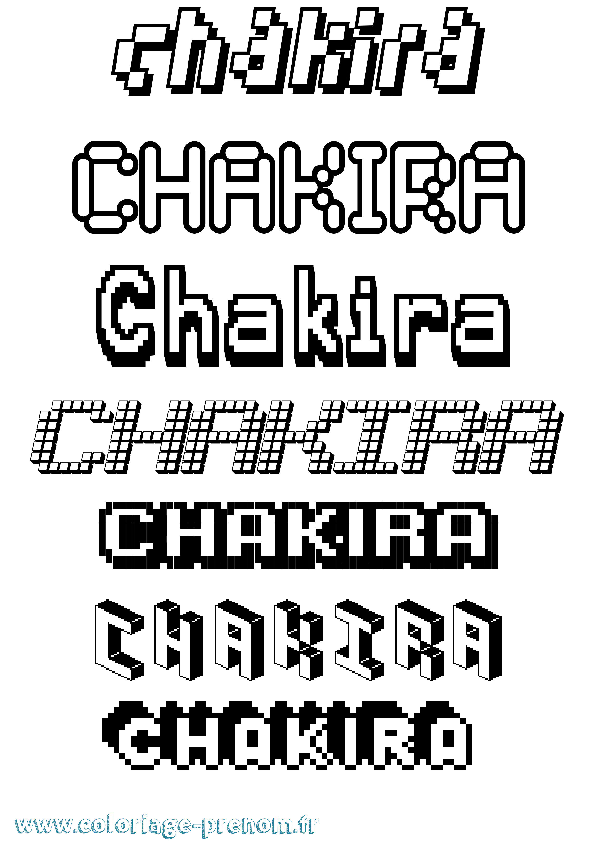 Coloriage Chakira Pixel Coloriage prénom Chakira Pixel