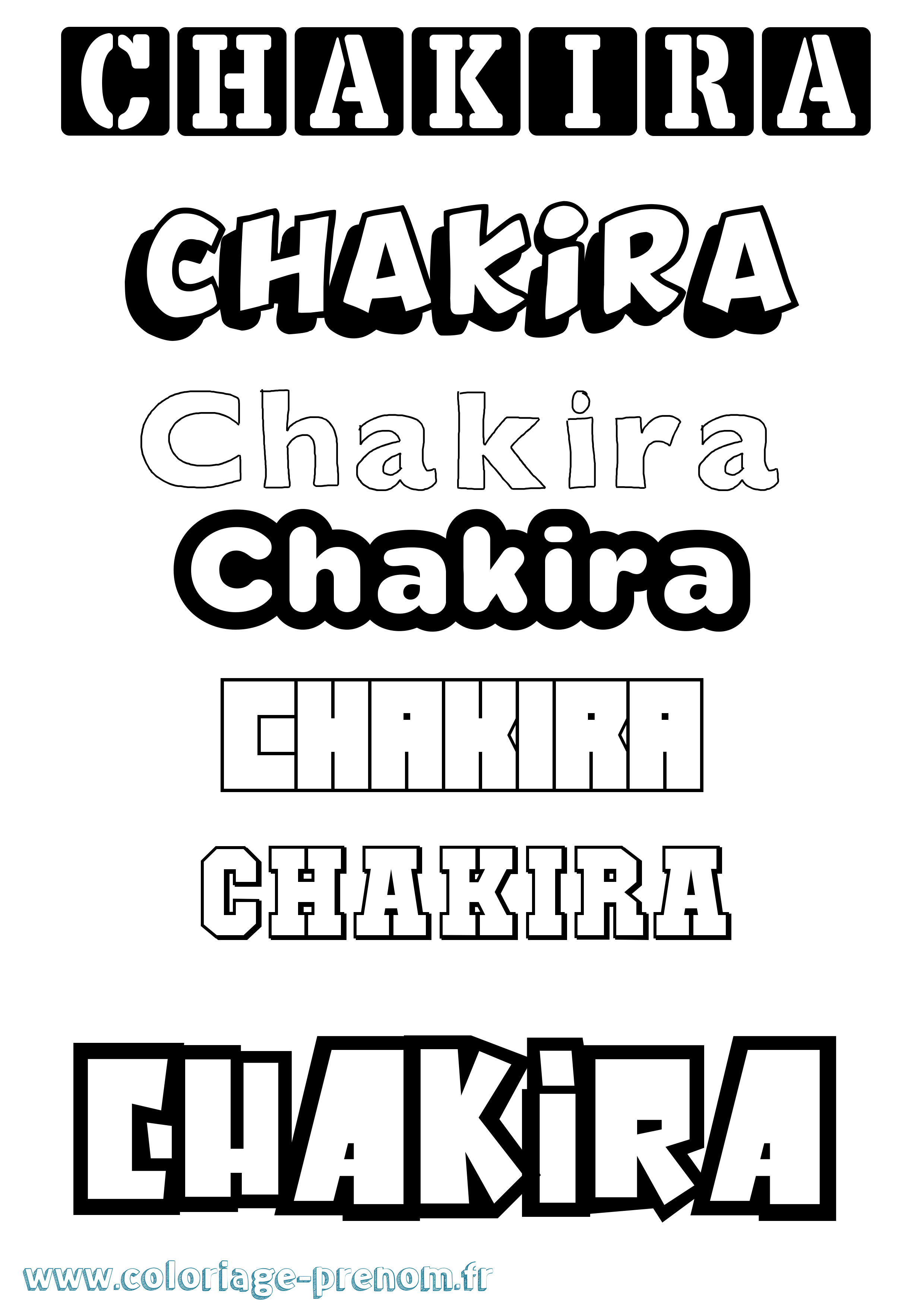 Coloriage Chakira Simple Coloriage prénom Chakira Simple