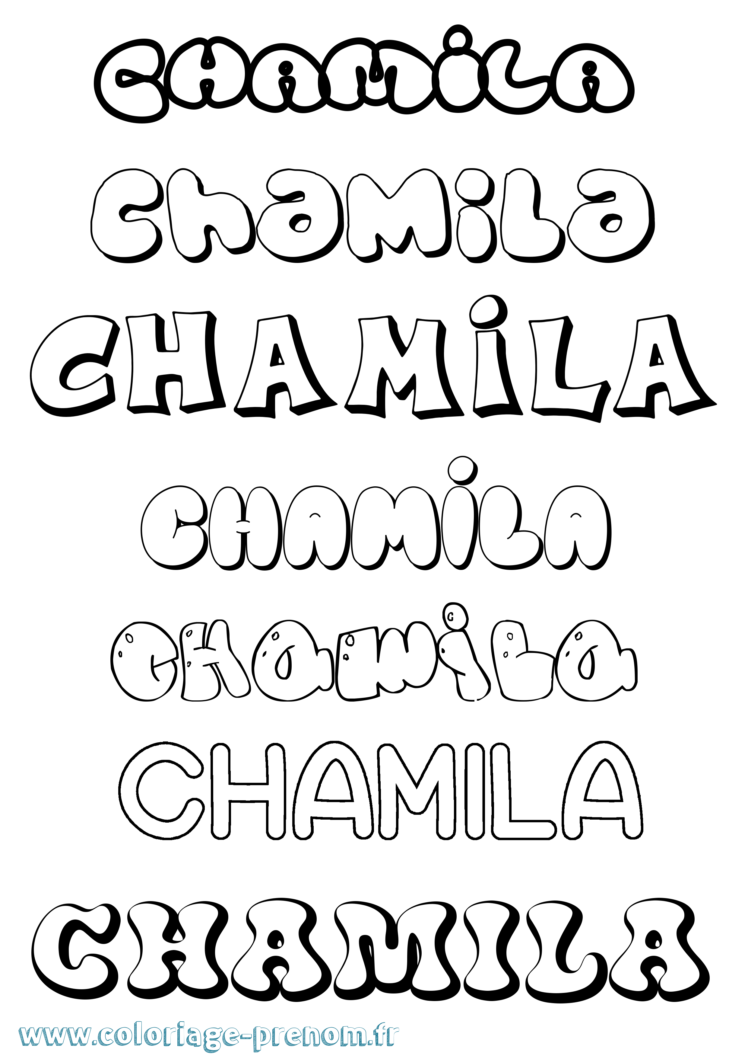 Coloriage Chamila Bubble Coloriage prénom Chamila Bubble
