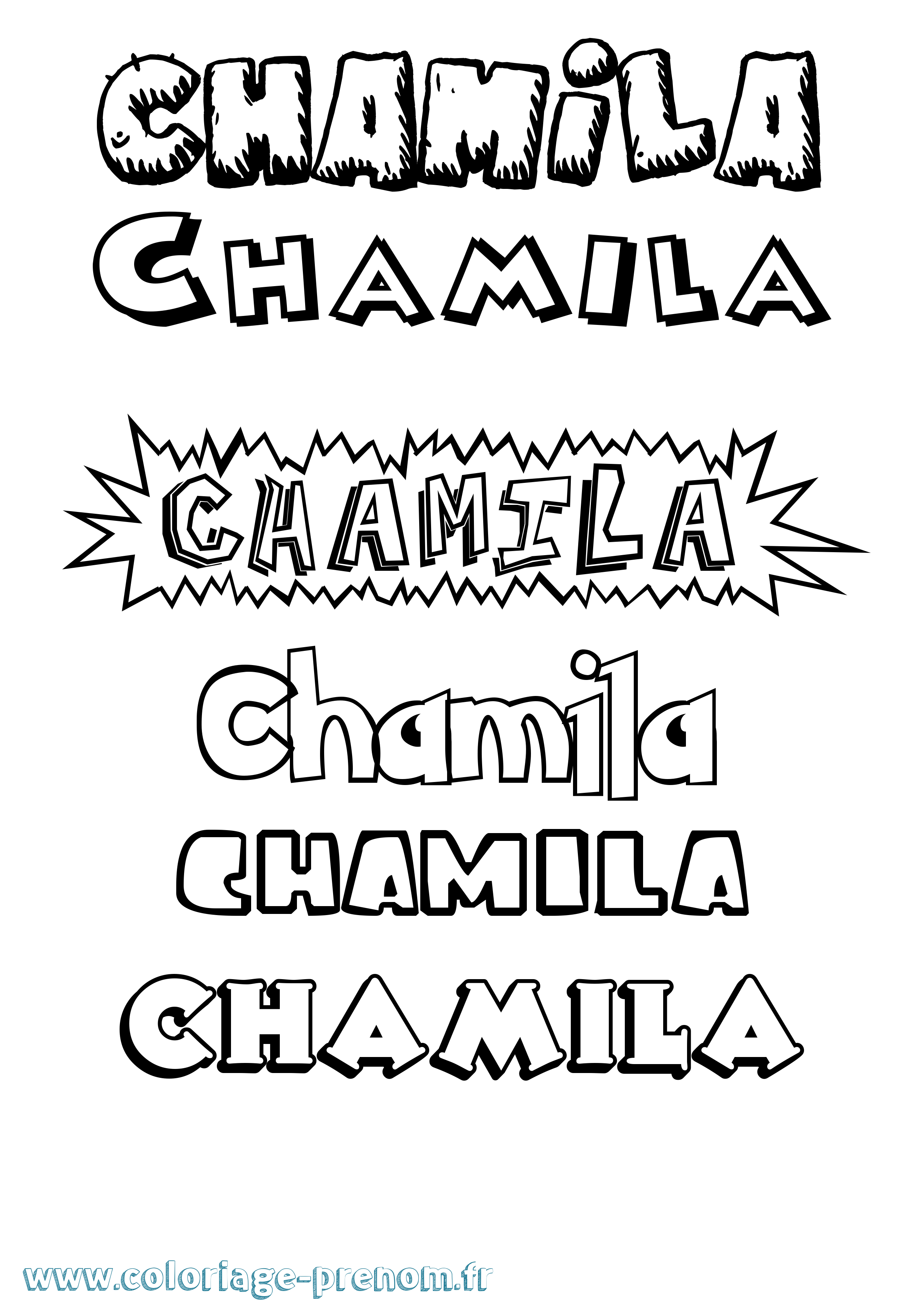 Coloriage Chamila Dessin Animé Coloriage prénom Chamila Dessin Animé