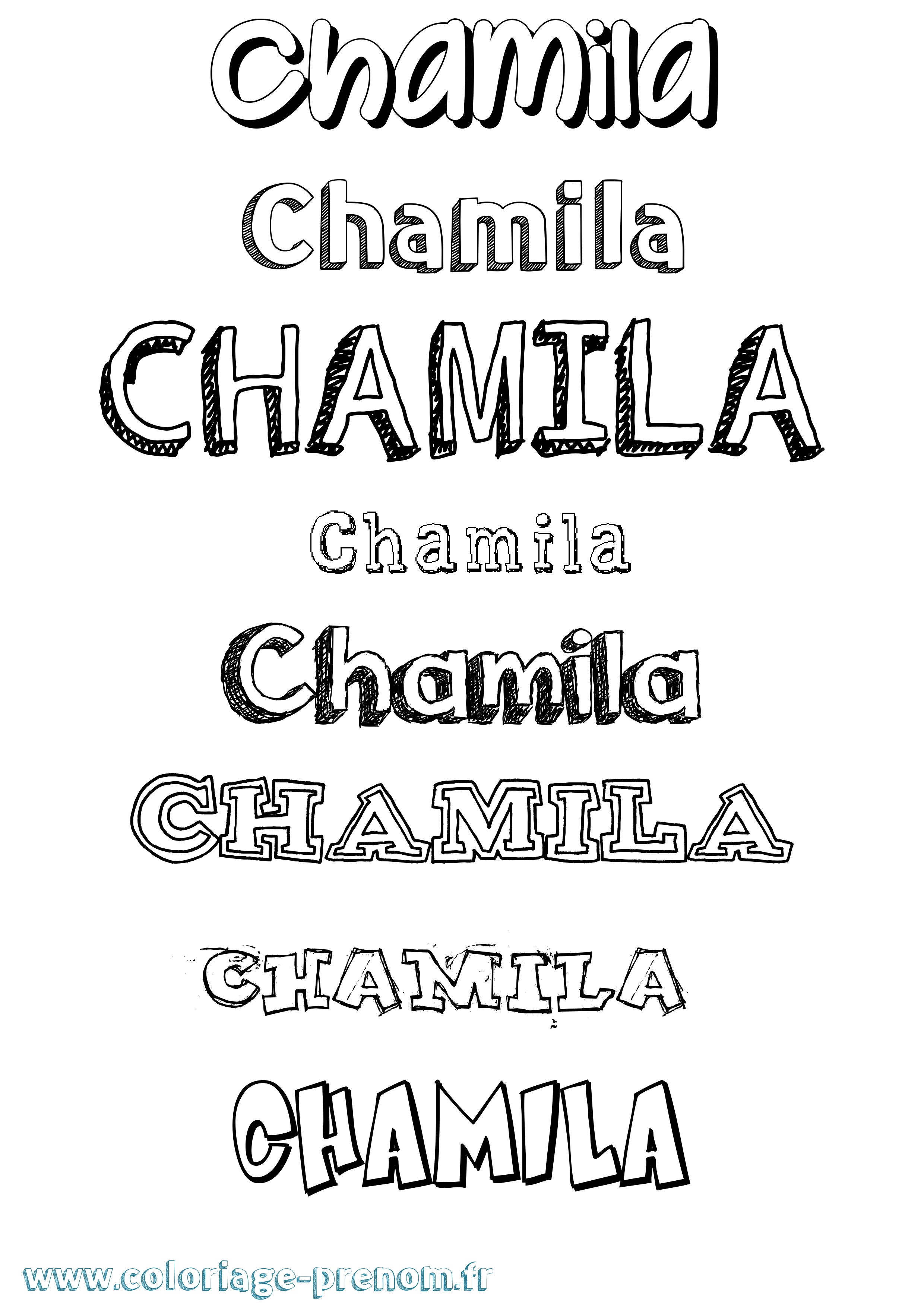 Coloriage Chamila Dessiné Coloriage prénom Chamila Dessiné