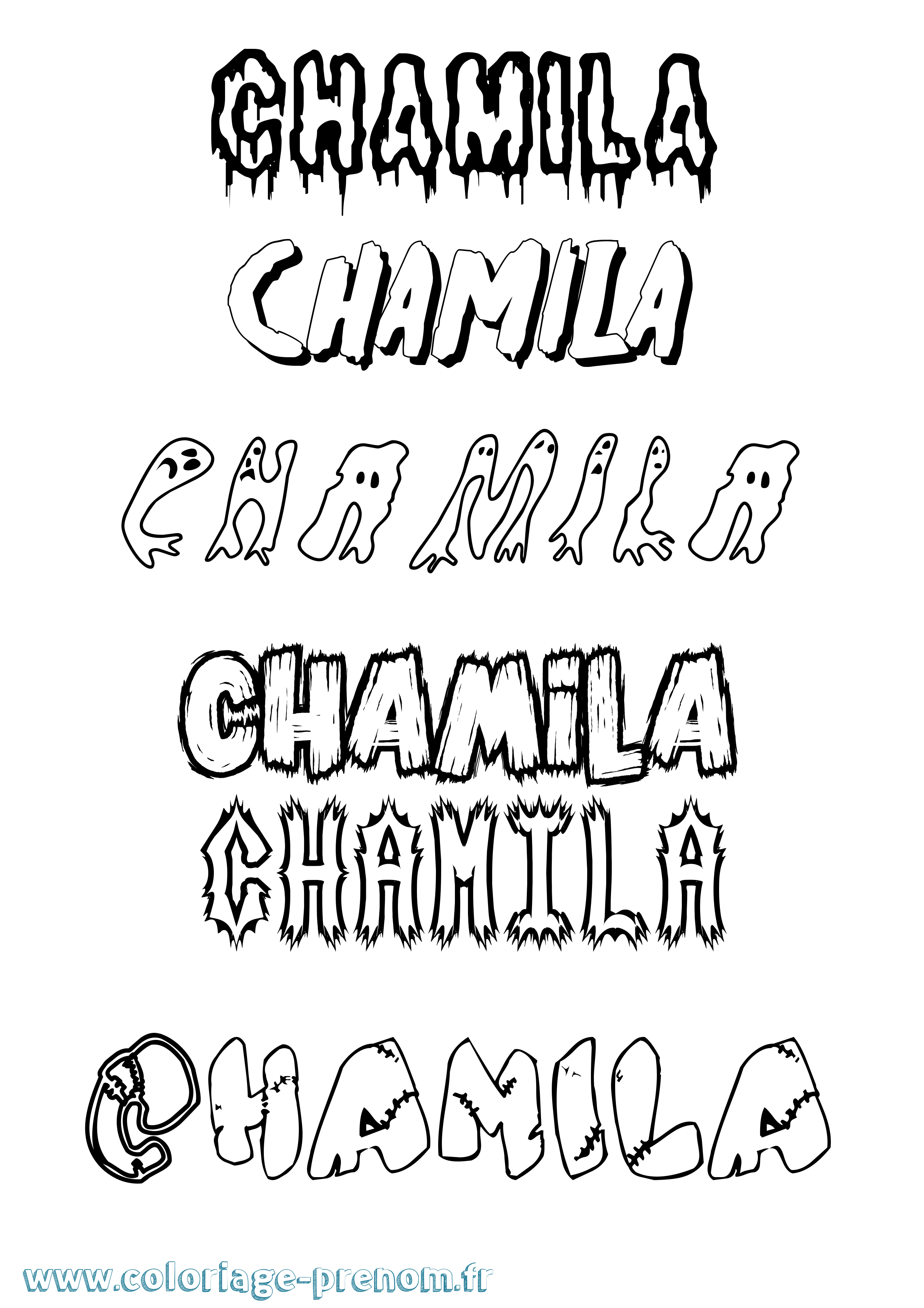 Coloriage Chamila Frisson Coloriage prénom Chamila Frisson