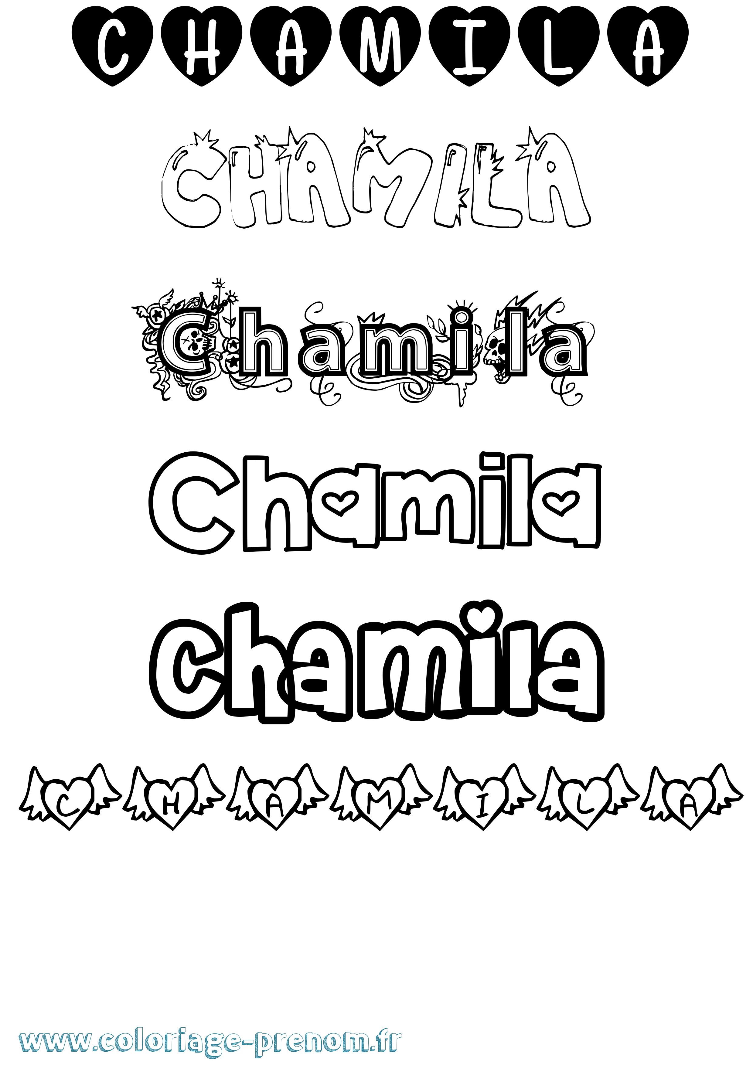 Coloriage Chamila Girly Coloriage prénom Chamila Girly