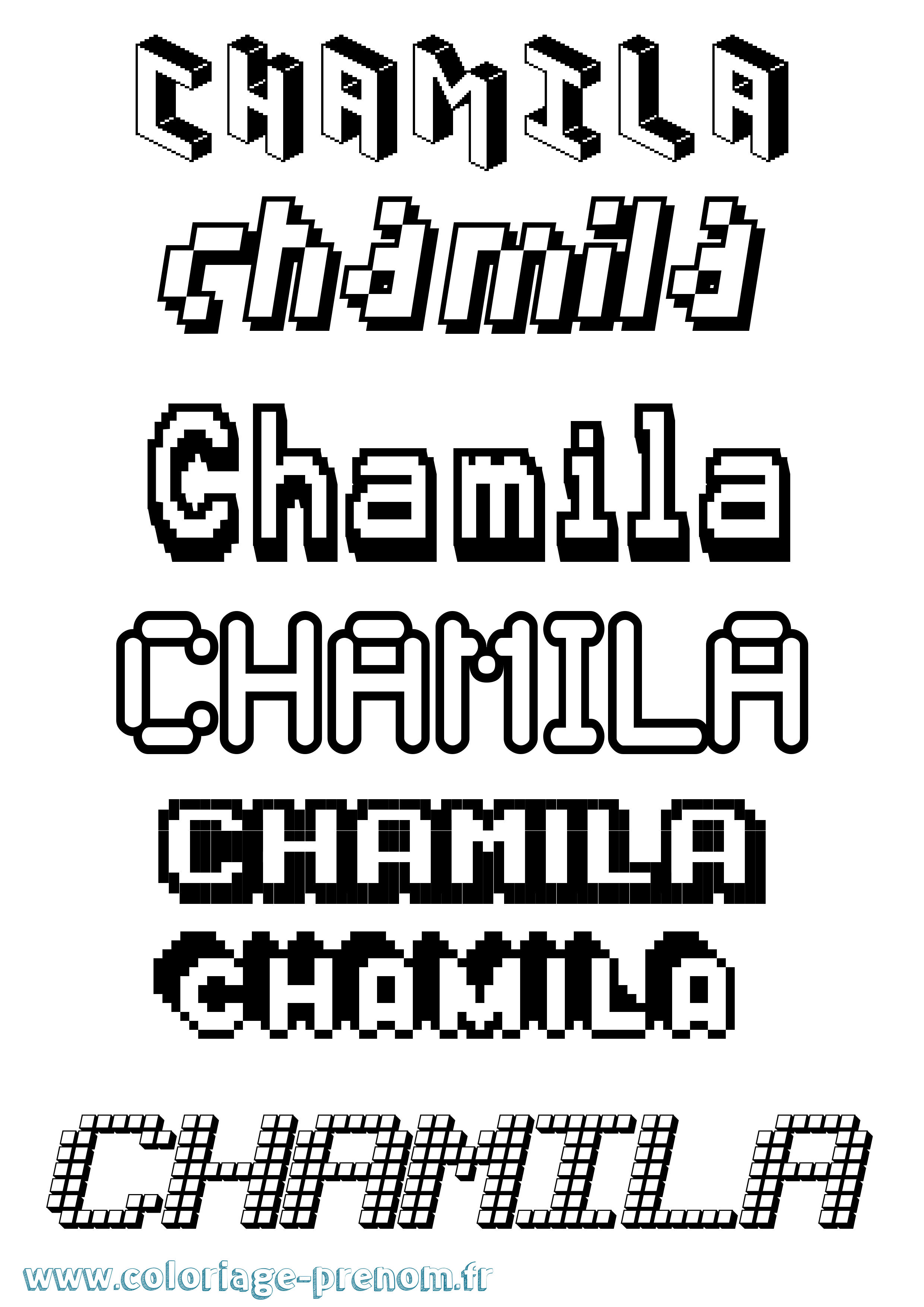Coloriage Chamila Pixel Coloriage prénom Chamila Pixel