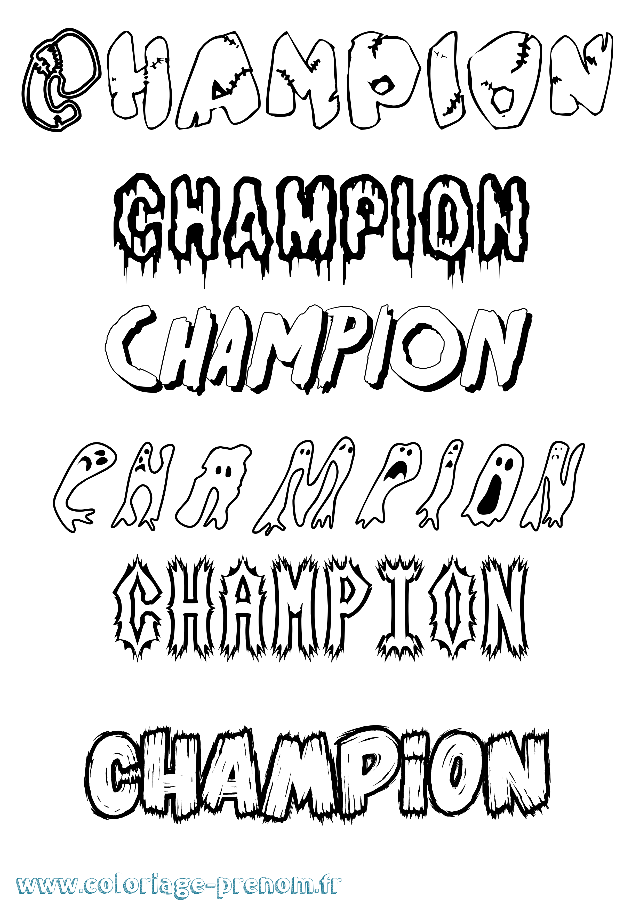 Coloriage Champion Frisson Coloriage prénom Champion Frisson