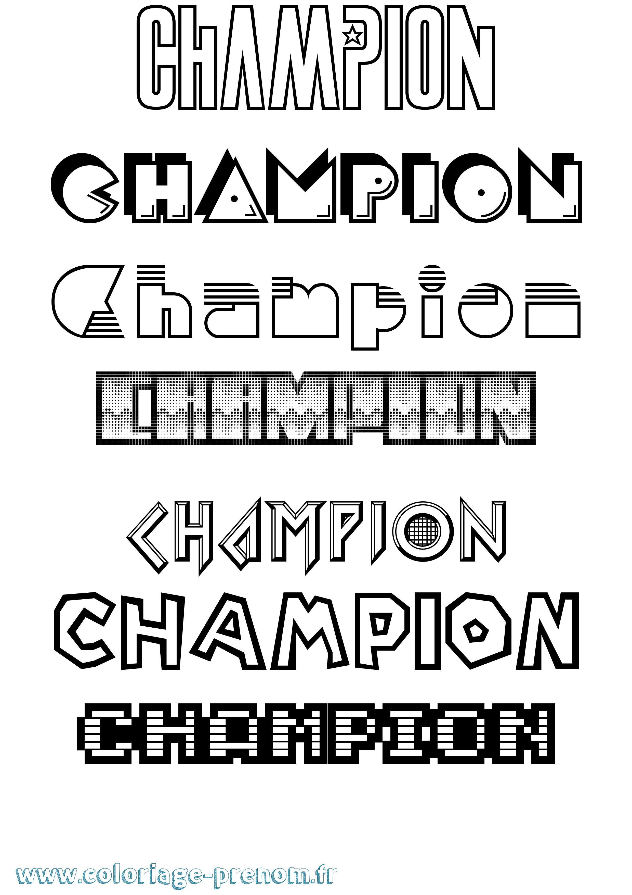Coloriage Champion Jeux Vidéos Coloriage prénom Champion Jeux Vidéos