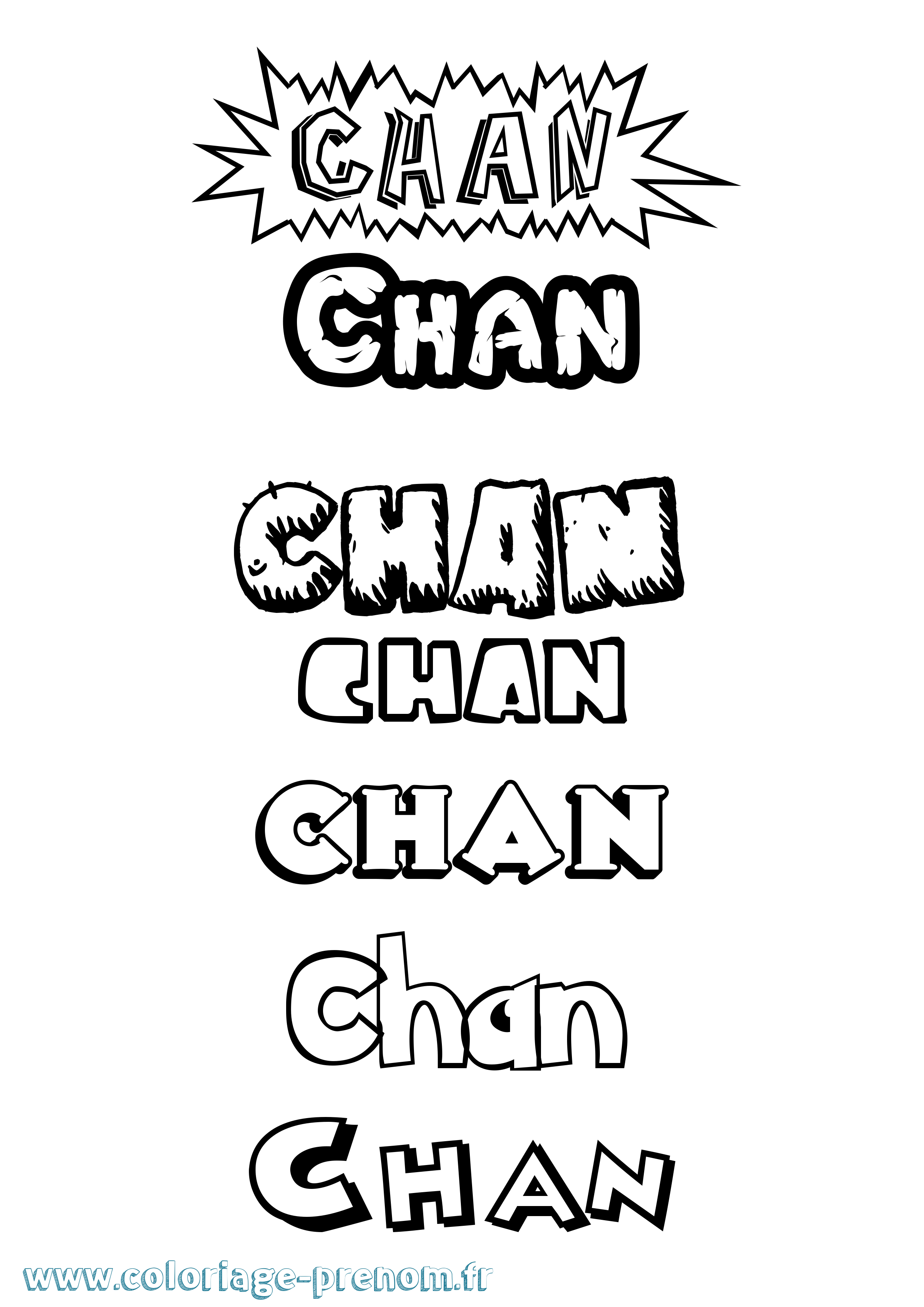 Coloriage Chan Dessin Animé Coloriage prénom Chan Dessin Animé